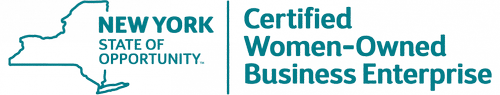 Official New York State (NYS) Certified Woman-owned Business Enterprise (WBE) certification seal for Courtney Consulting Enterprises, LLC, verifying status as a certified diverse supplier for organizational health consulting and corporate training.