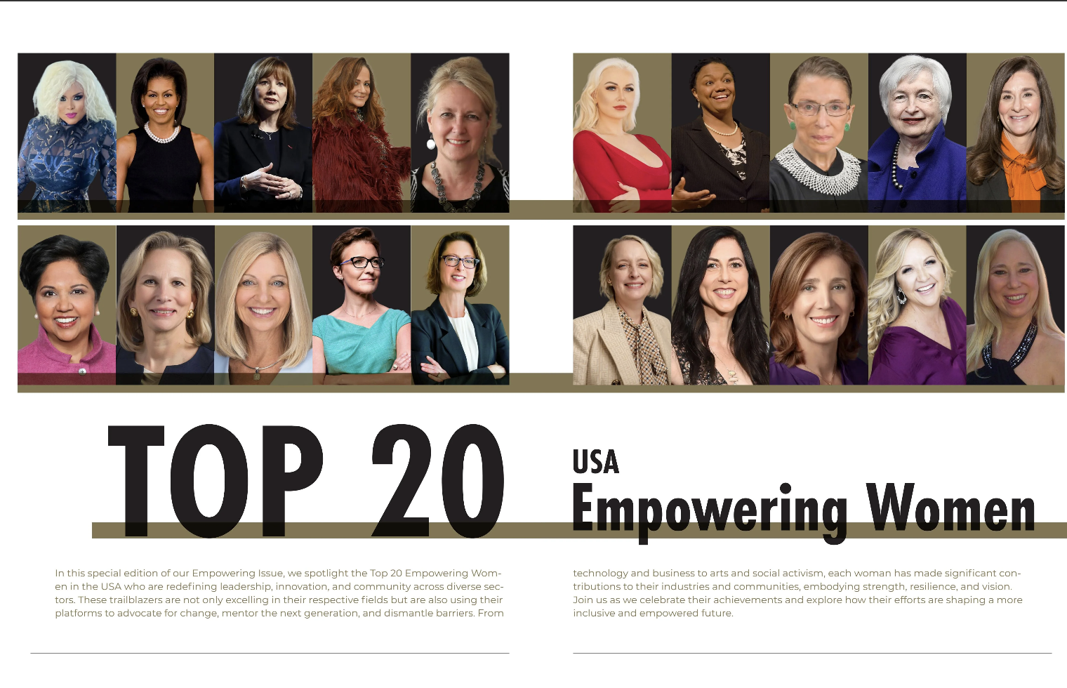 Womenpreneur Magazine cover layout featuring Michelle Courtney Berry, named one of the Top 20 Empowering Women in America for leadership and corporate consulting excellence