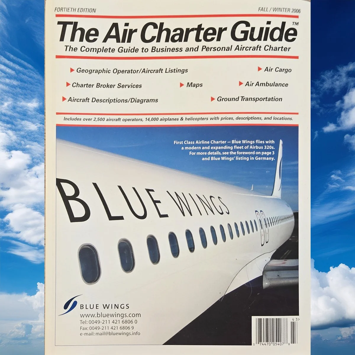 First Class Airline Charter - Wings in the Blue