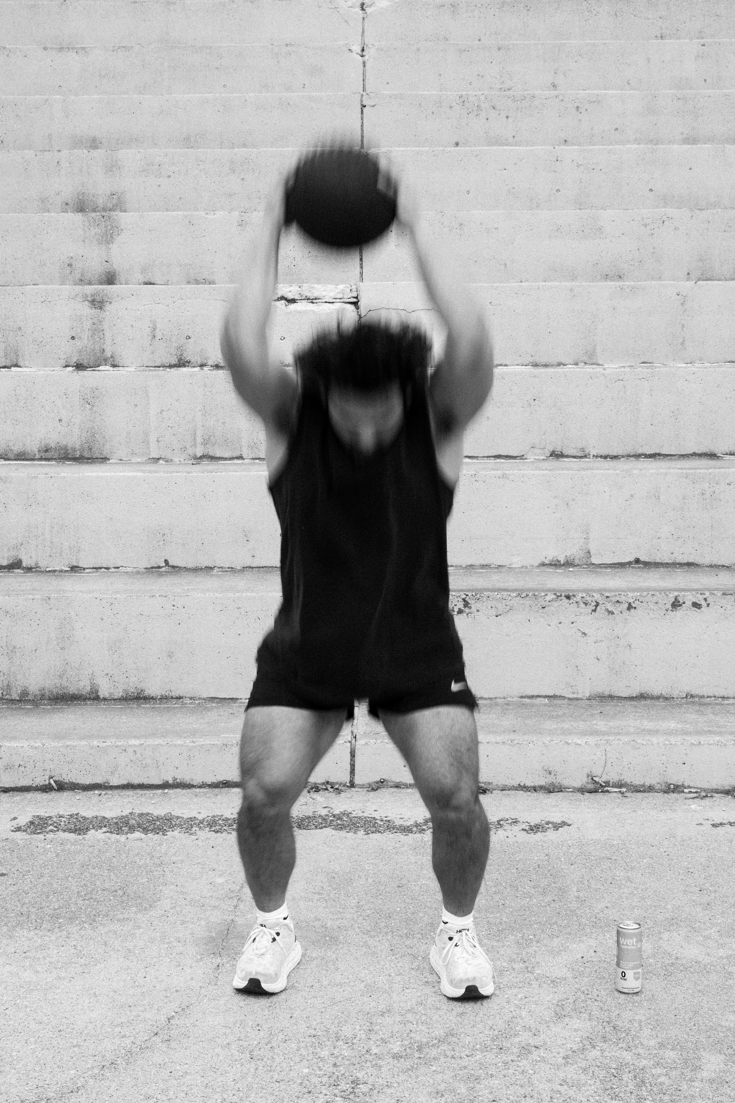 Man doing medicine ball slams