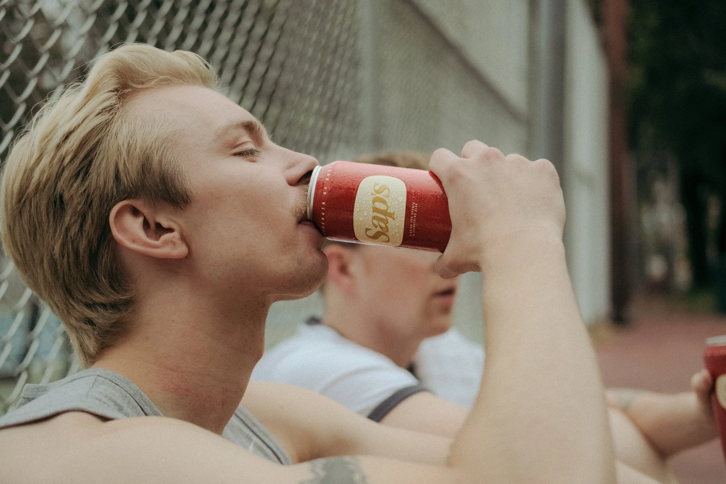 Man drinking Sap's.