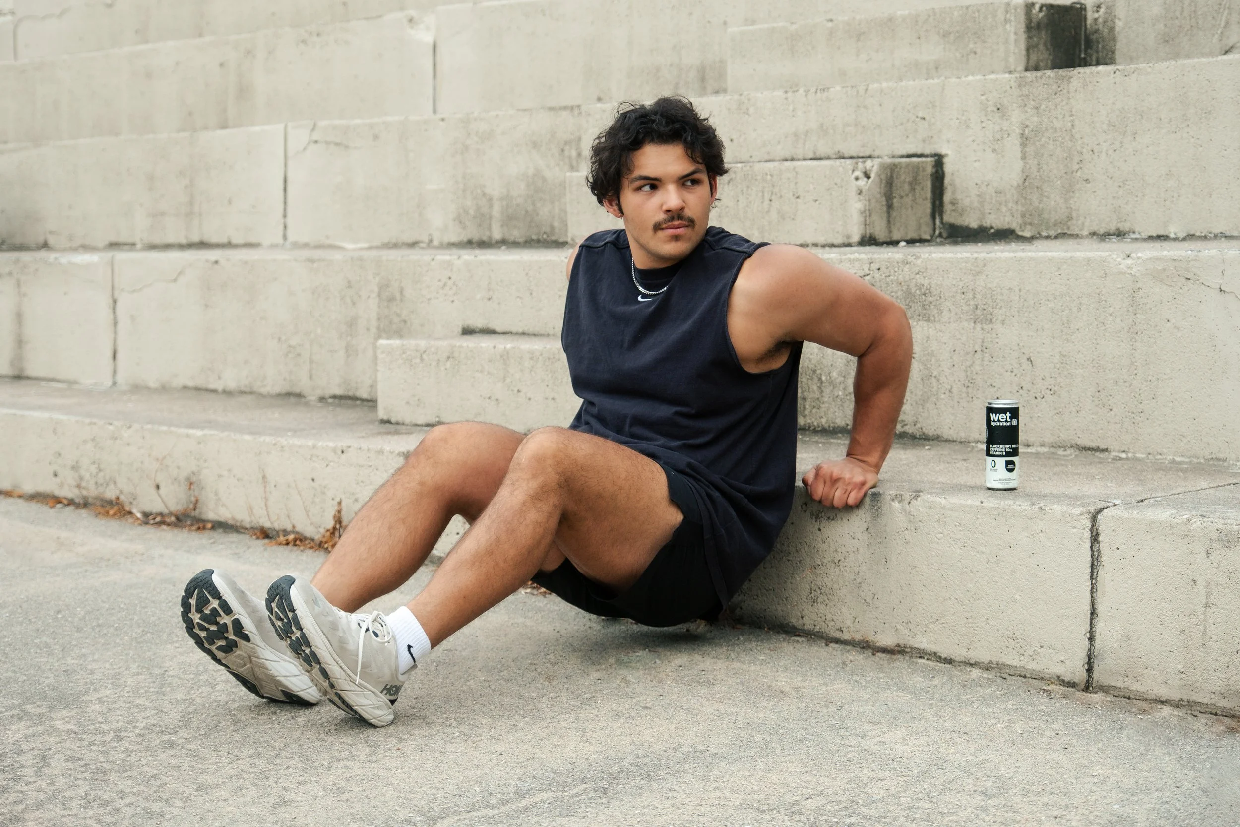 Man doing tricep dips