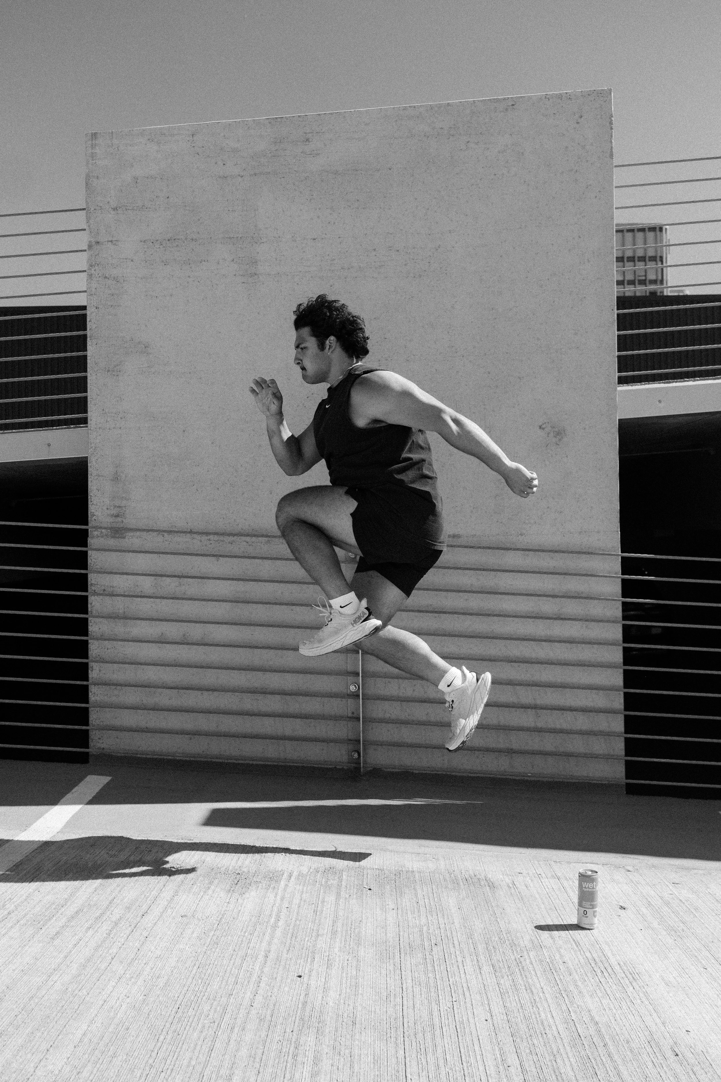 Man jumping in place