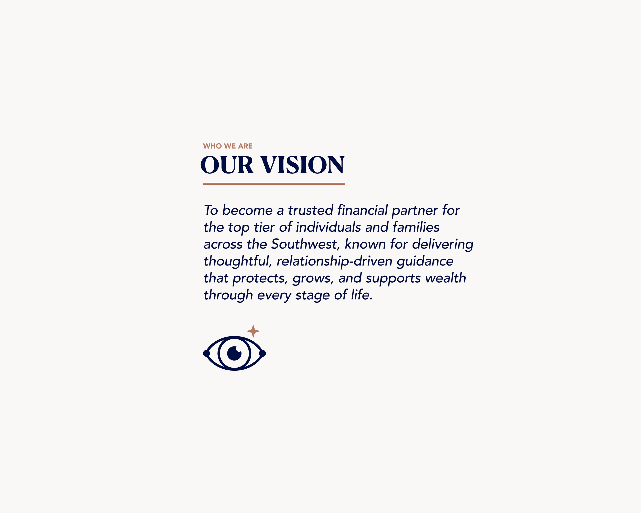Royal Blue Financial Group vision statement outlining long-term financial guidance, trust, and relationship-driven planning.