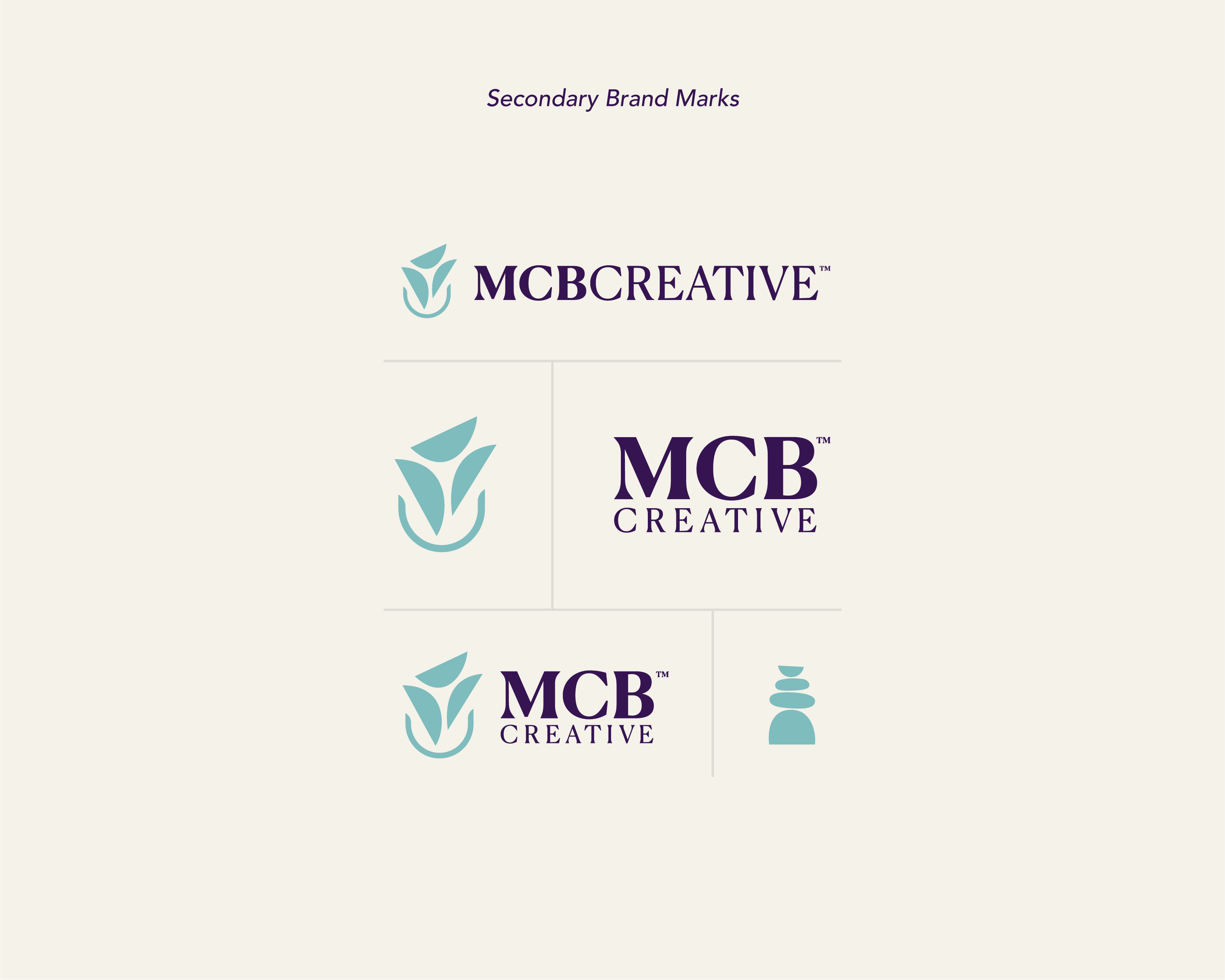 MCBCreative secondary logo variations and brand marks designed for flexible use across print, digital, and branded applications.