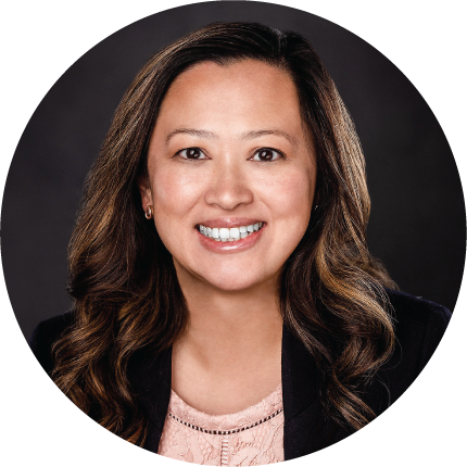 Portrait of Trish Bauman featured alongside her client testimonial about the Royal Blue Financial Group branding project.