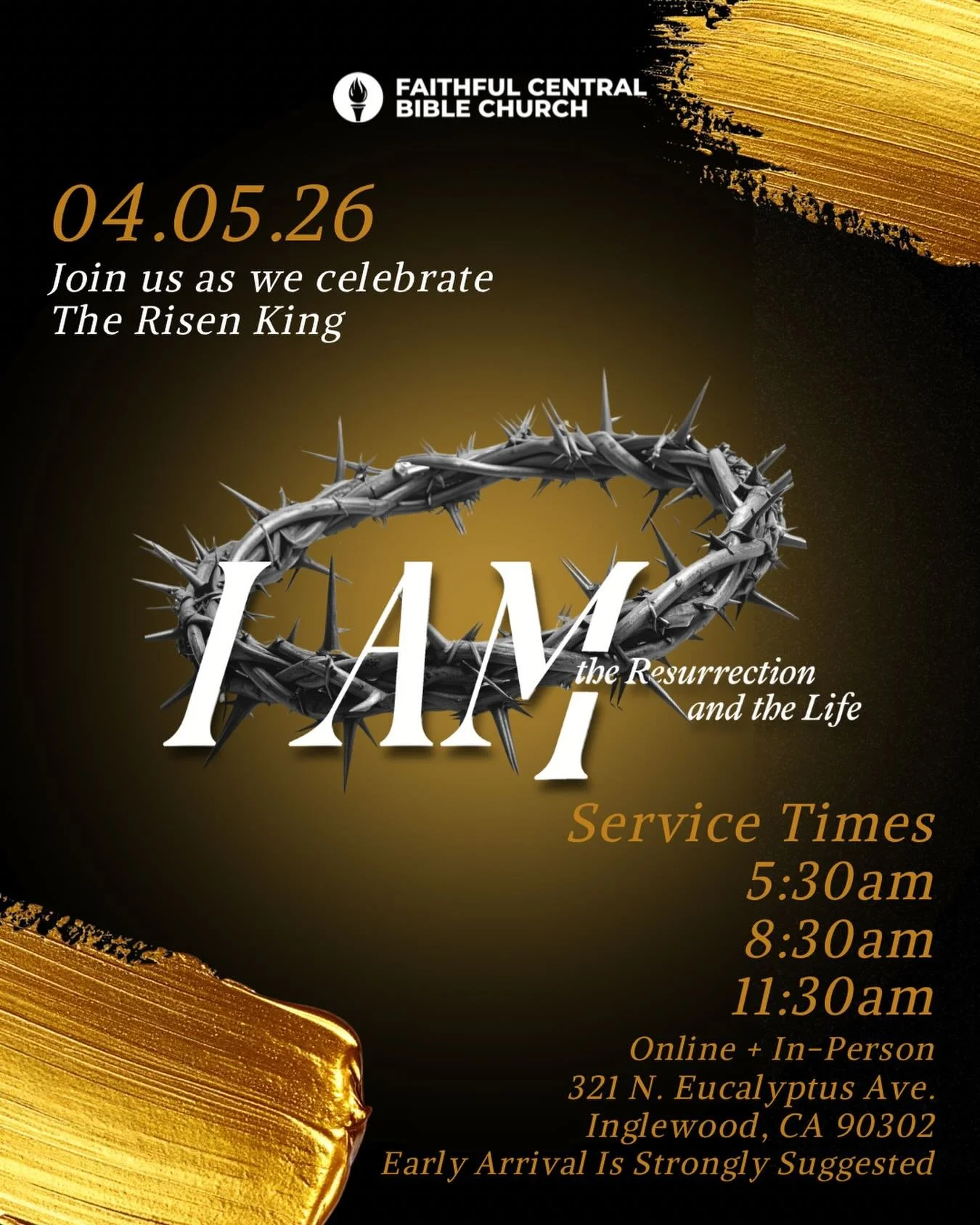 Join us for a powerful worship experience bringing our congregation and community together to celebrate that JESUS IS RISEN. 

This service lifts the story and declaration of The Great &ldquo;I AM,&rdquo; honoring Christ&rsquo;s victory, strengthenin
