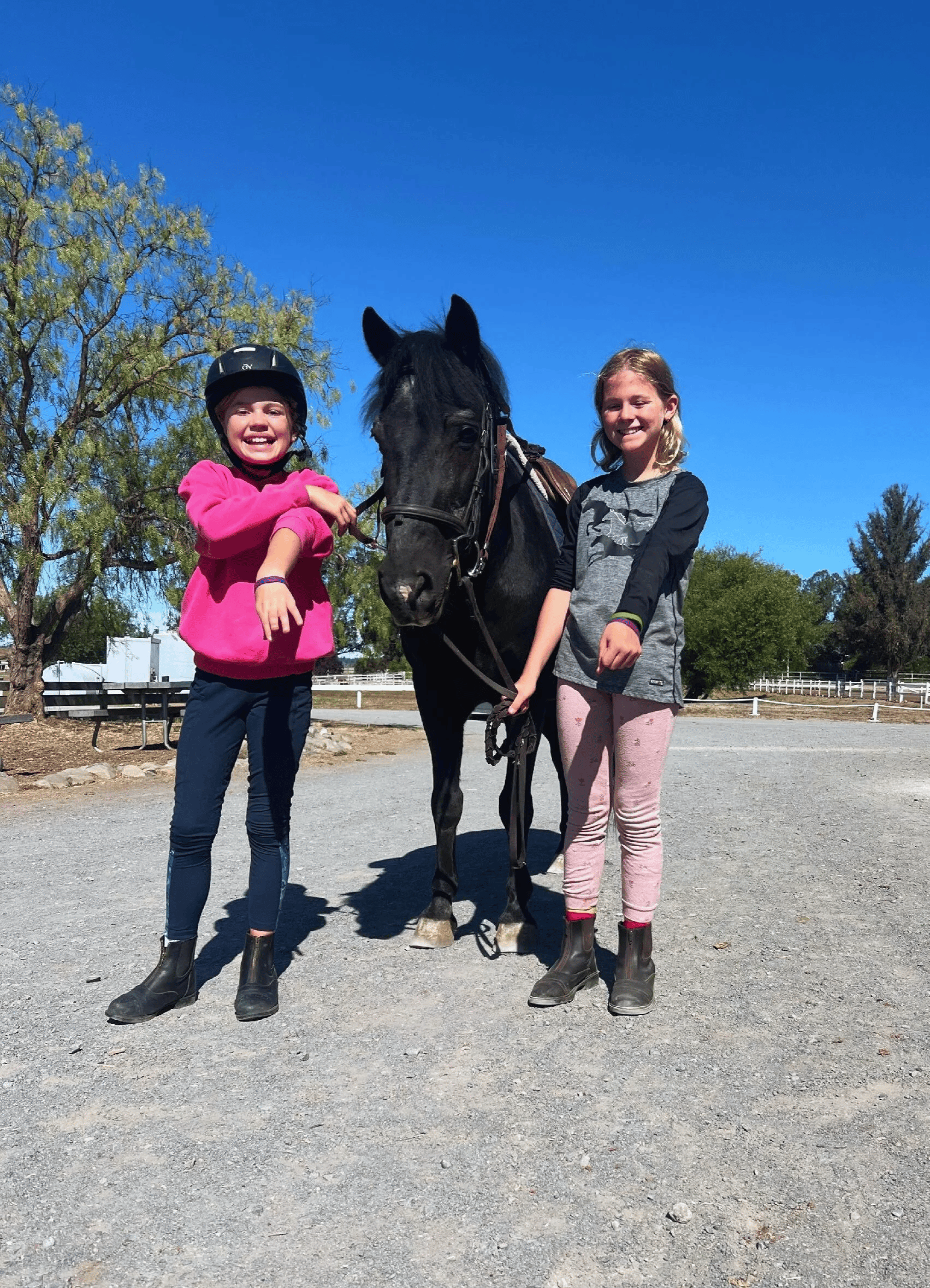 Children at the barn for horseback riding at Strides in Petaluma.