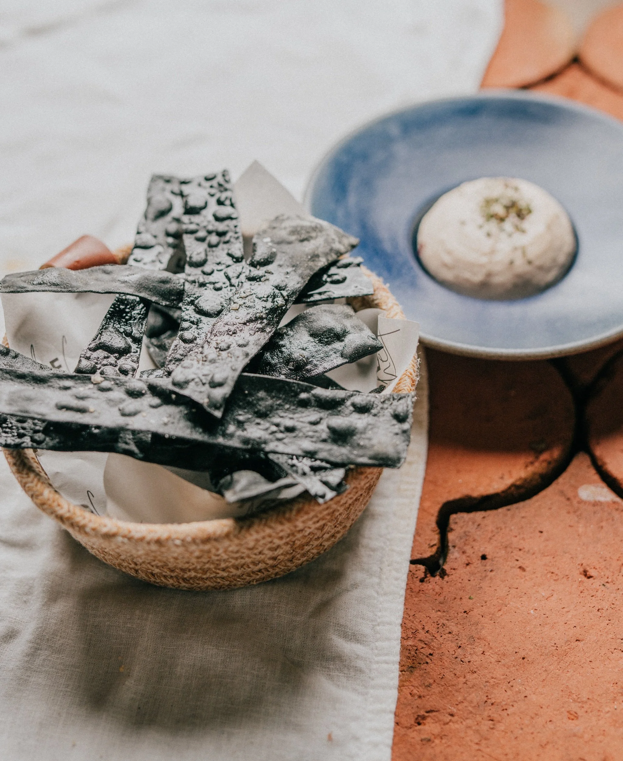 Cuttlefish Ink Crackers, Taramasalata