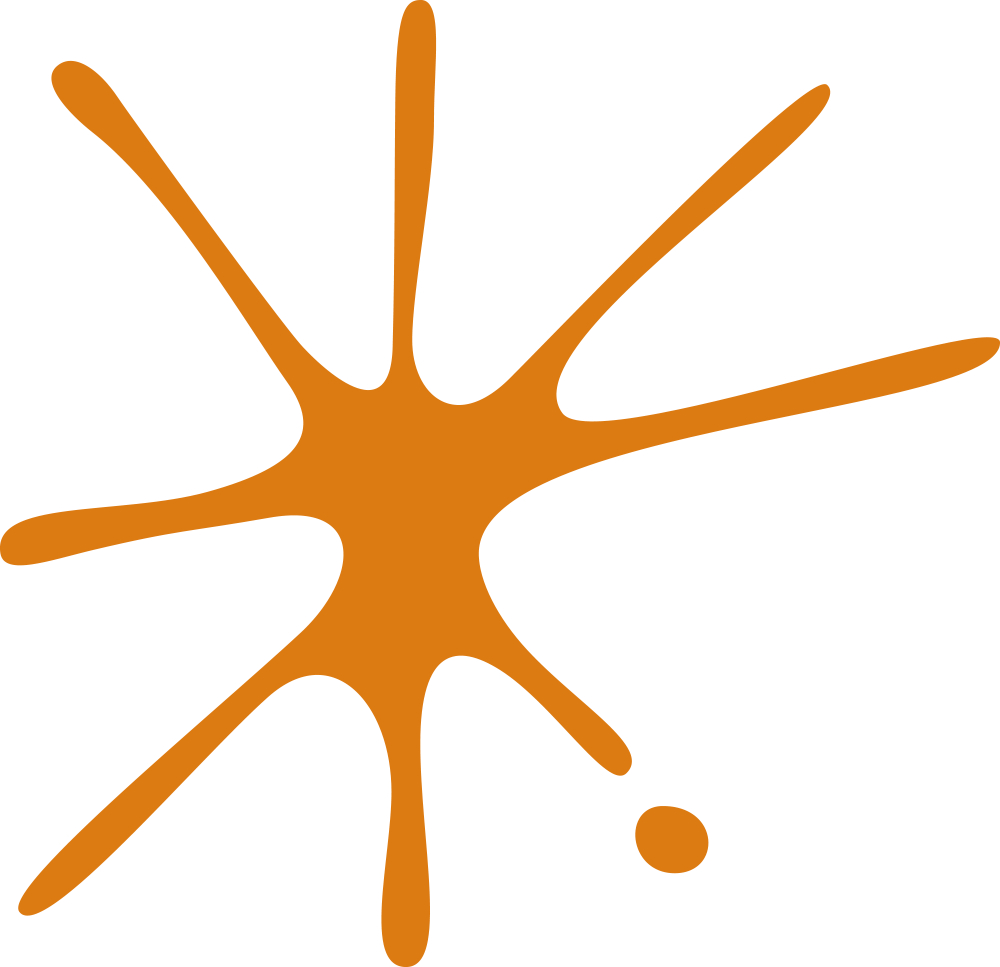 Orange abstract splatter on a black background.