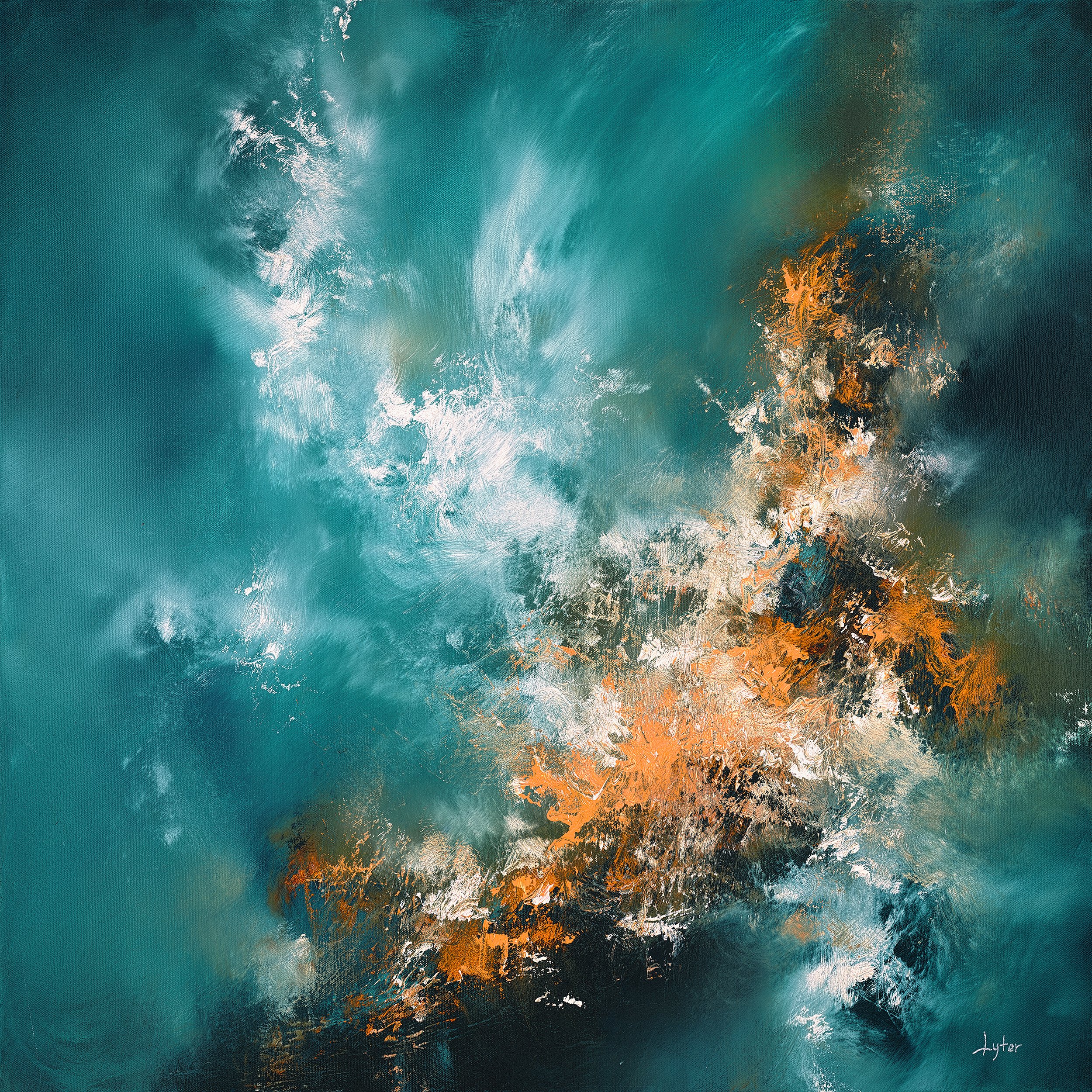 Fire From Above 30 x 30" oil on canvas