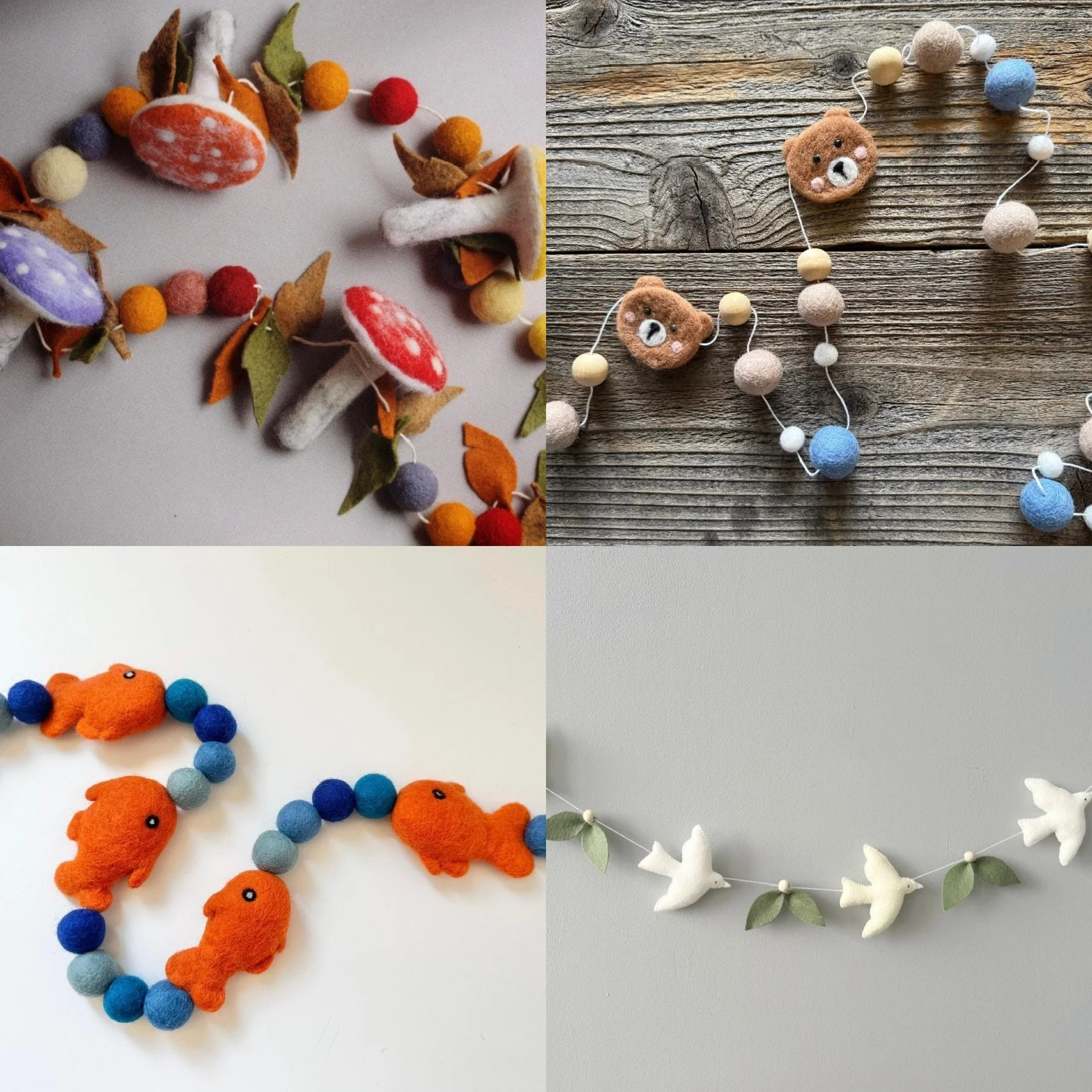 Needle Felted Garlands