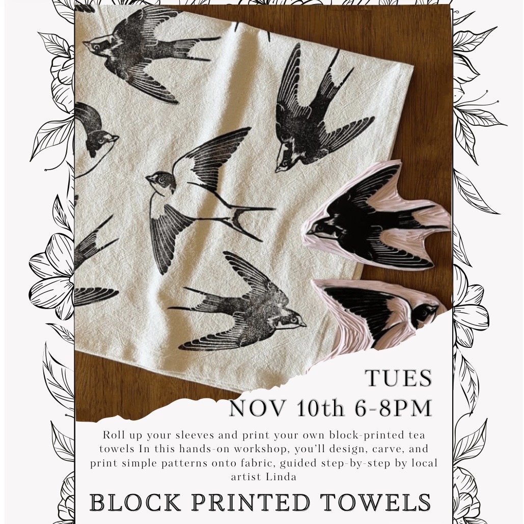 Linocut Printed Dishtowels