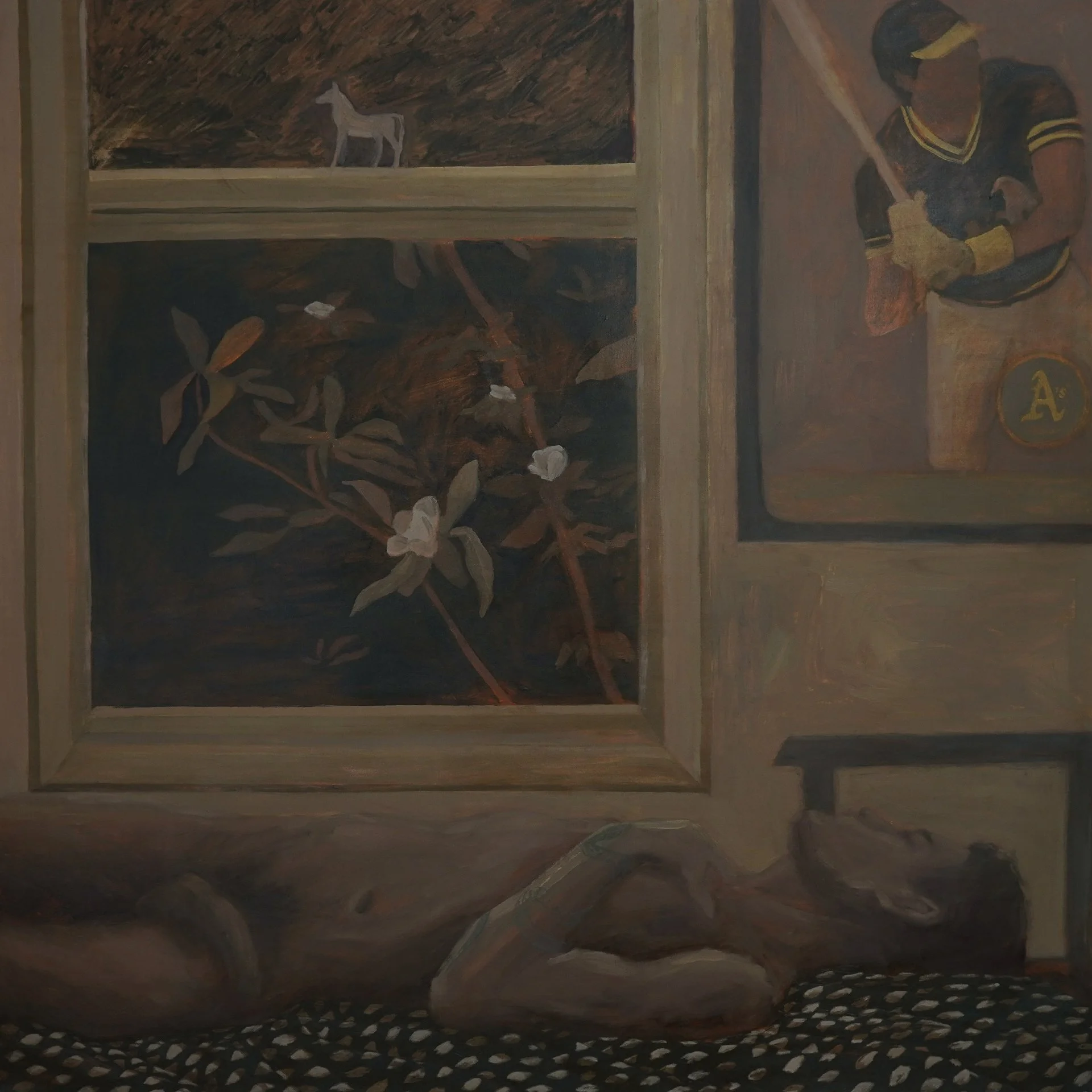 'A HOLD, A HOUSE, A HORSE'
Oil paint on canvas,  48 x 48”, 2026