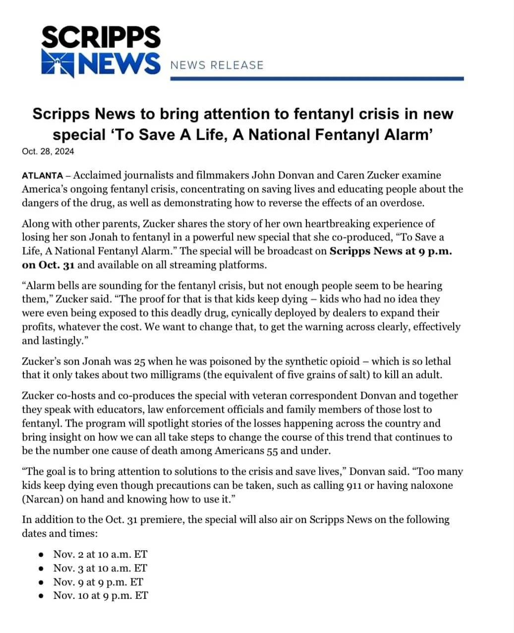 We are honored to be a part of this production put together by an amazing group of producers.

Fentanyl does not discriminate. This production highlights this fact with stories from people who have been impacted by fentanyl in many different ways and