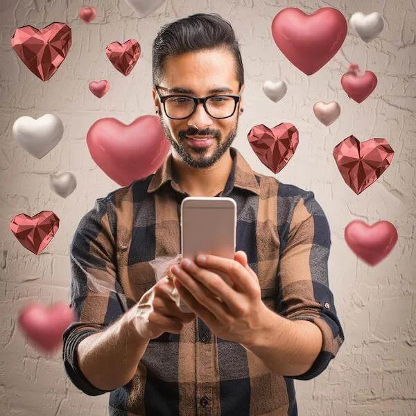 Firefly man holding a mobile, dating app 28492.jpg