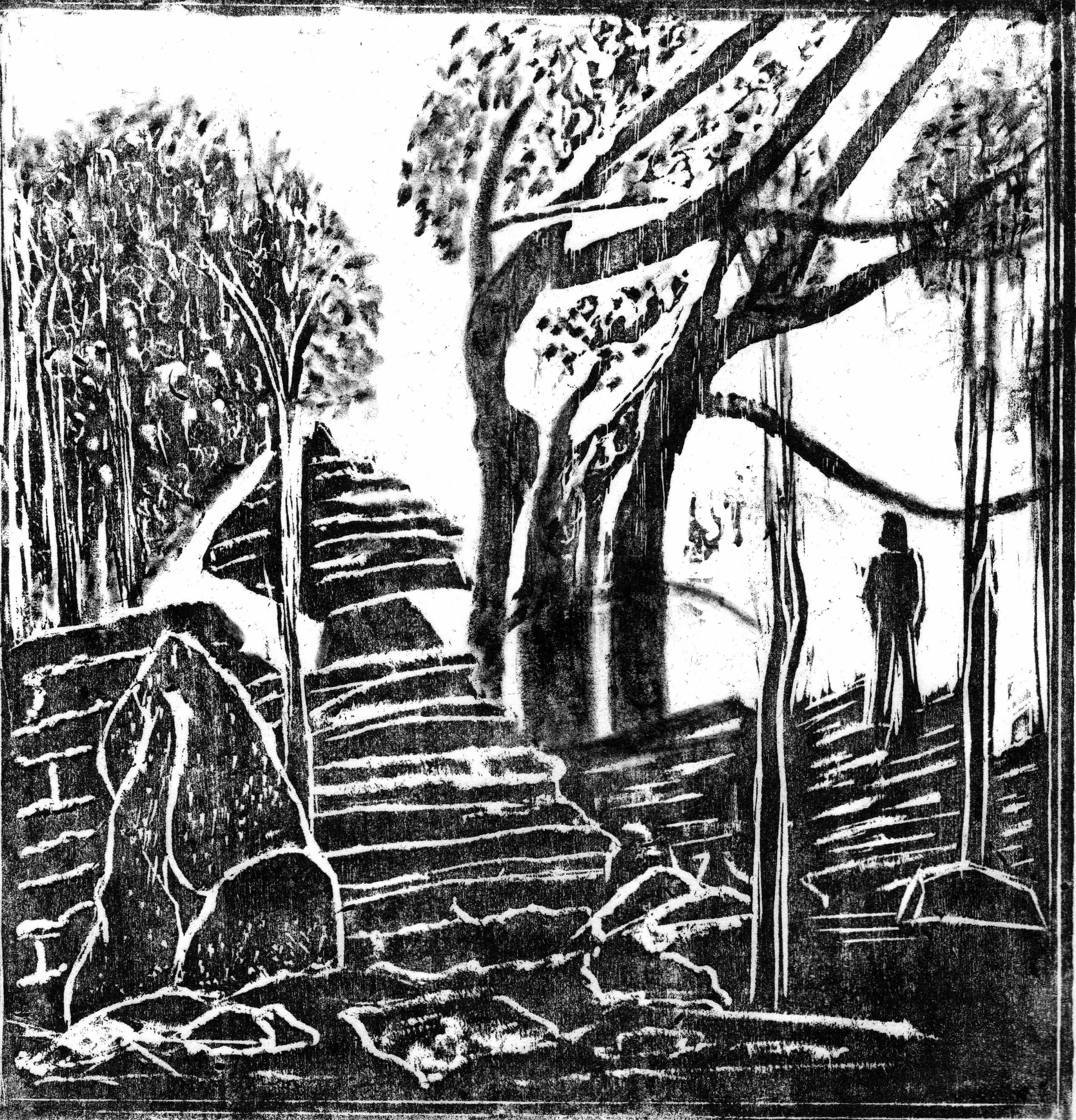 Termite Mound and Blackened Trees