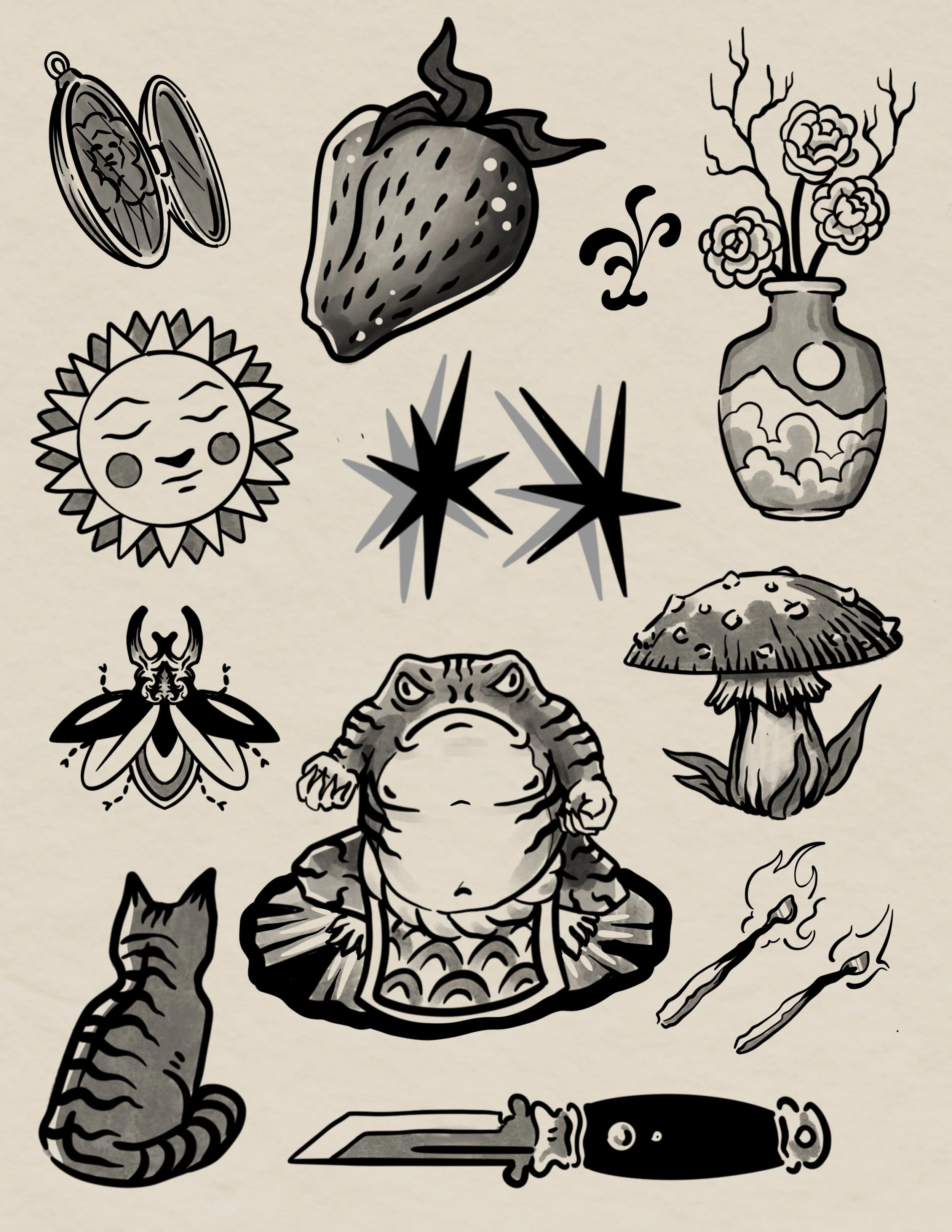 Available Flash by Mitchell @teebirdtattoo