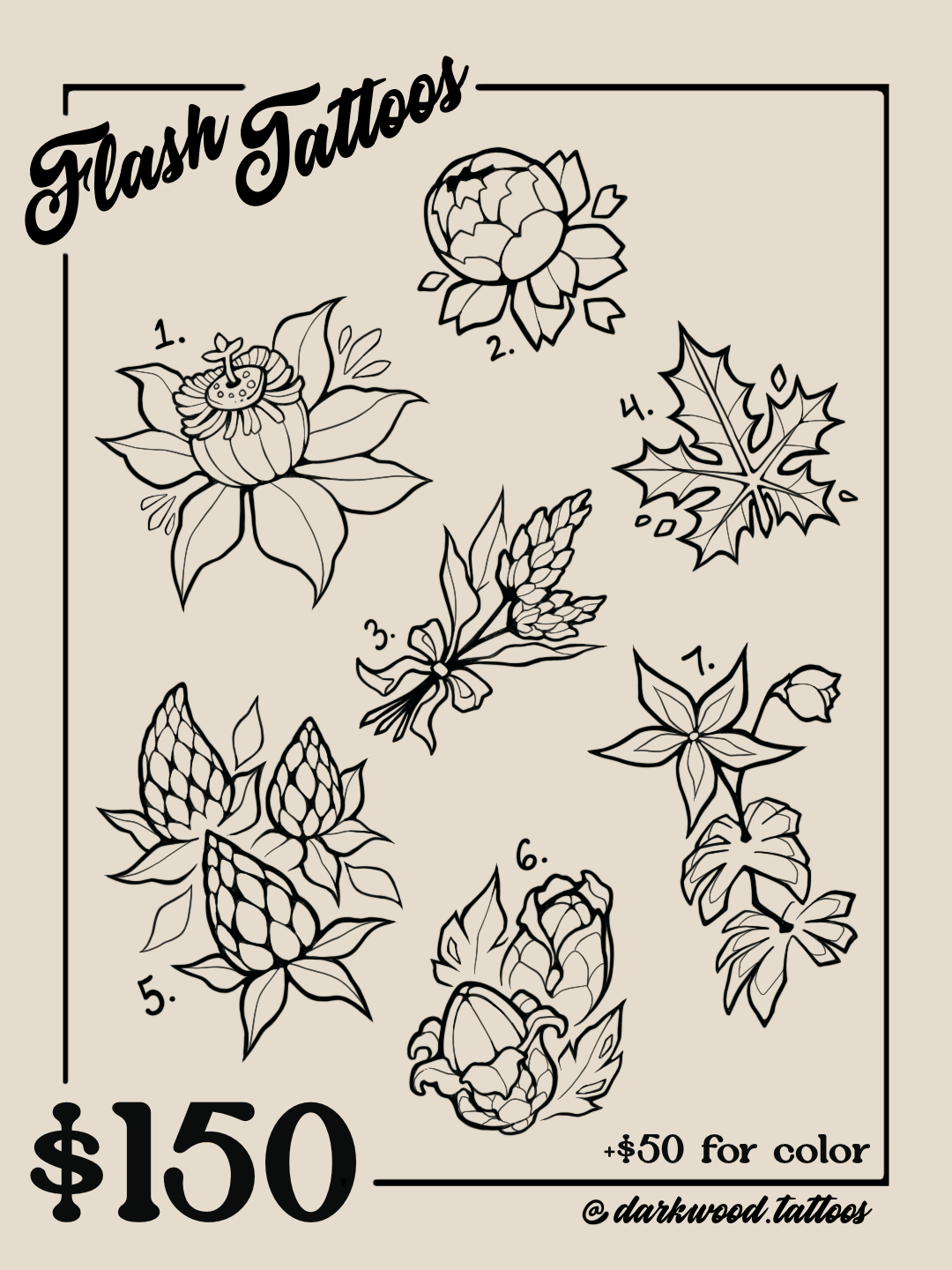 Available flash by Brianna @darkwood.tattoos at Birdhouse Portland