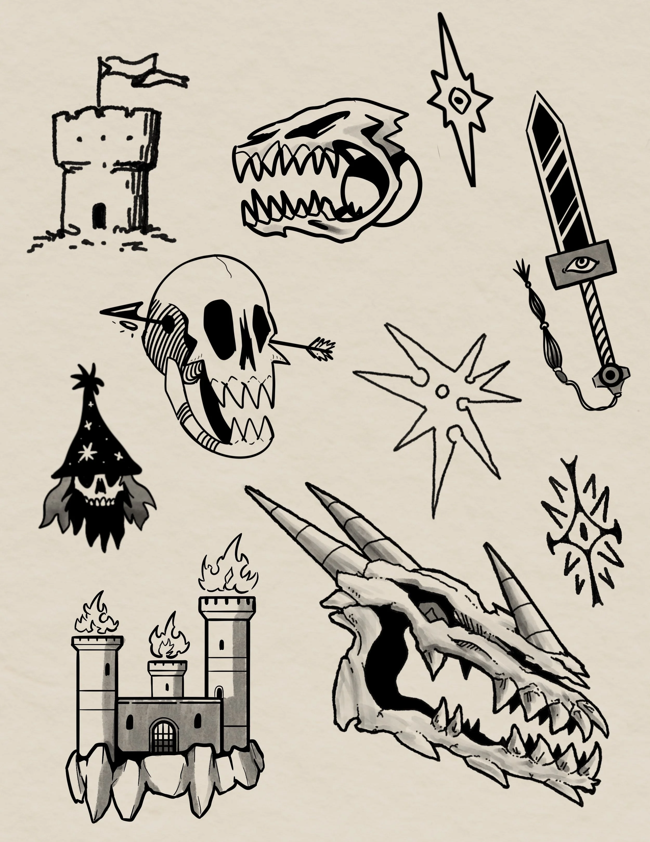 Available Flash by Mitchell @teebirdtattoo