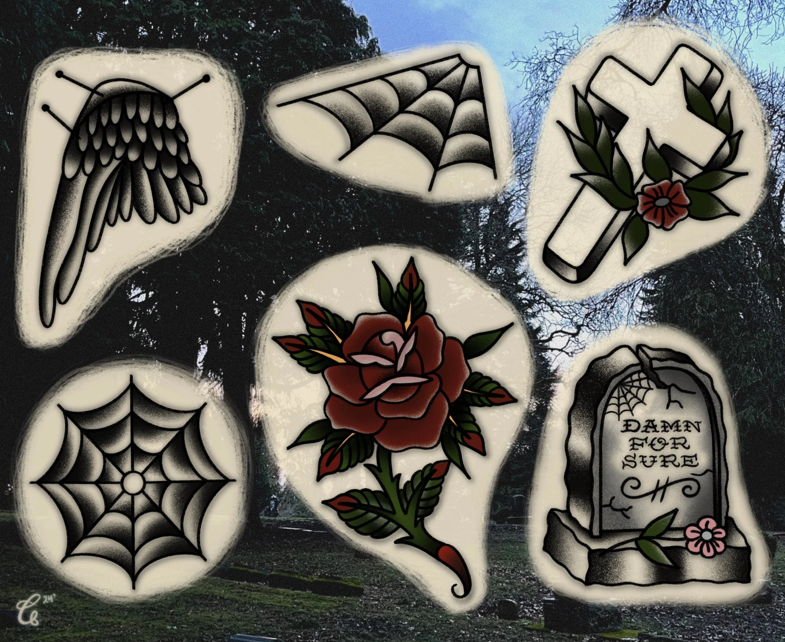 Available Flash Designs by Crysta @your.bloodytattoo