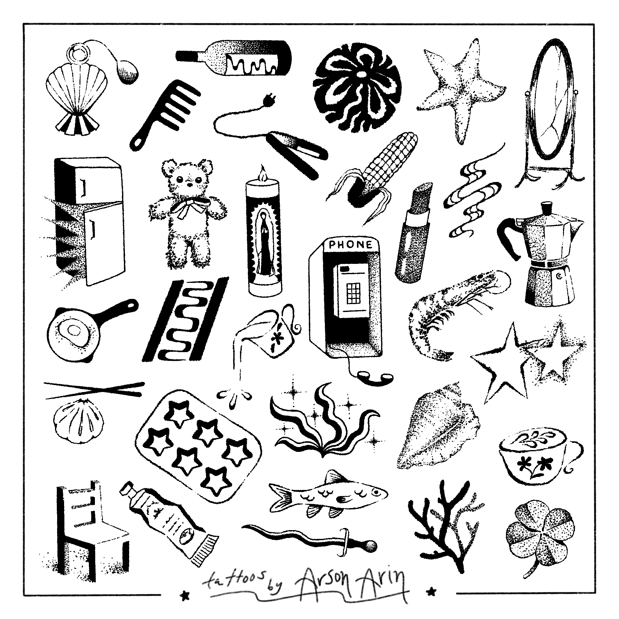 Available Flash by Arin @arsonarin at Birdhouse Tattoo 