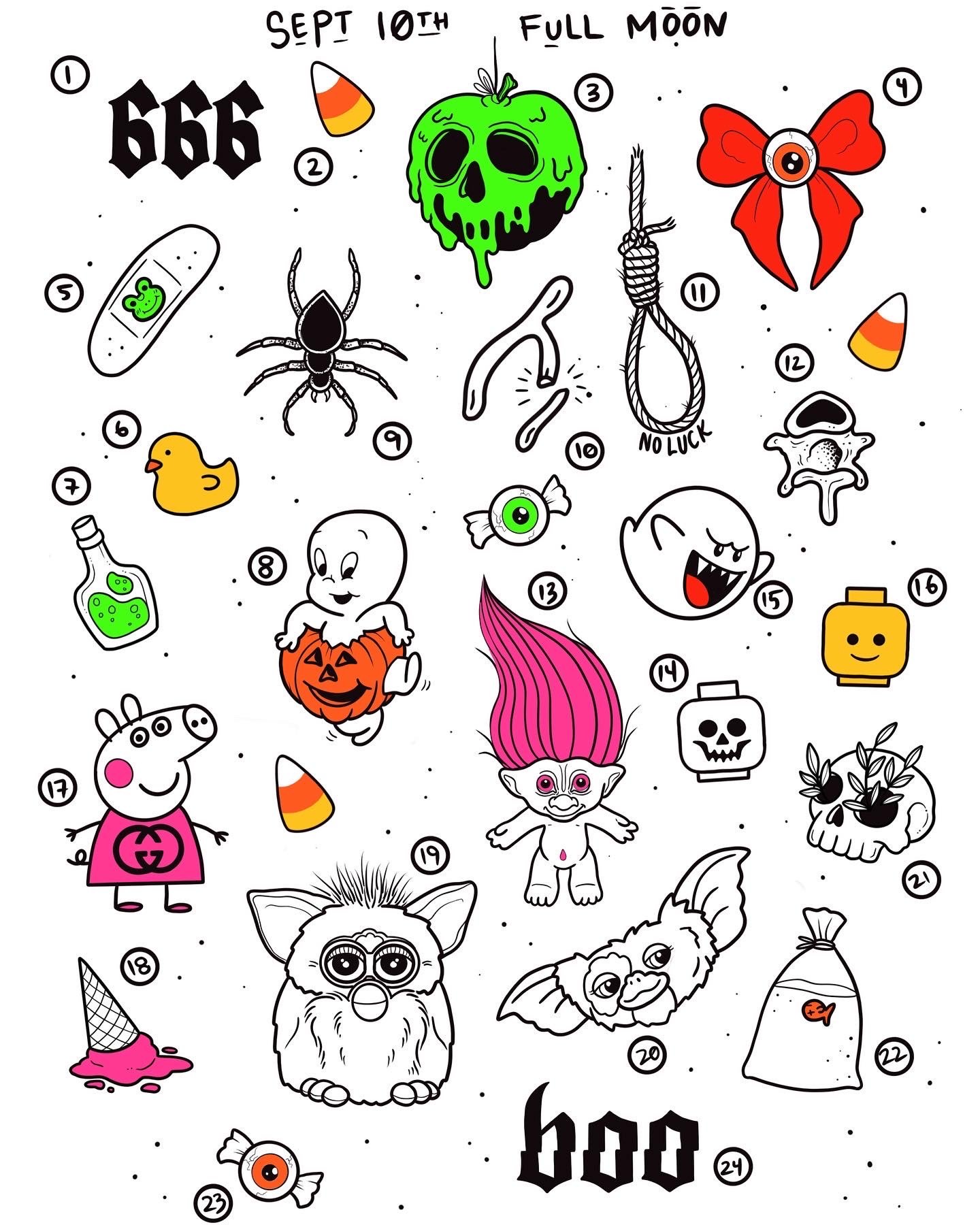 Available Flash Designs by Katya @peachdoestattoos