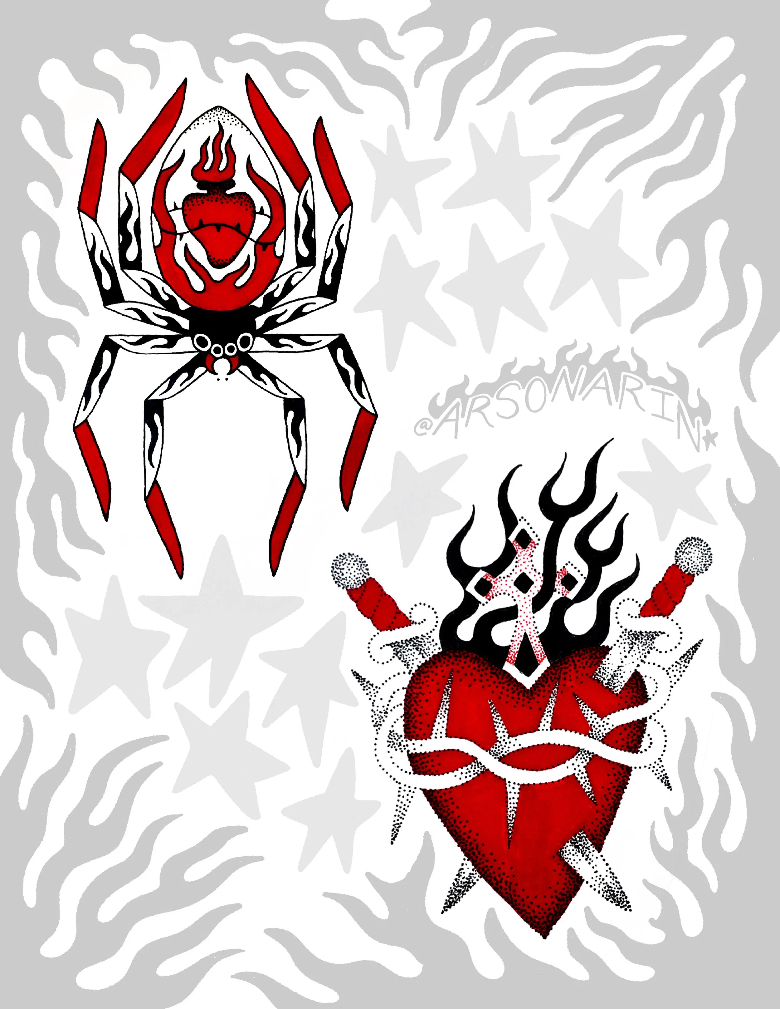 Available Flash by Arin @arsonarin at Birdhouse Tattoo 