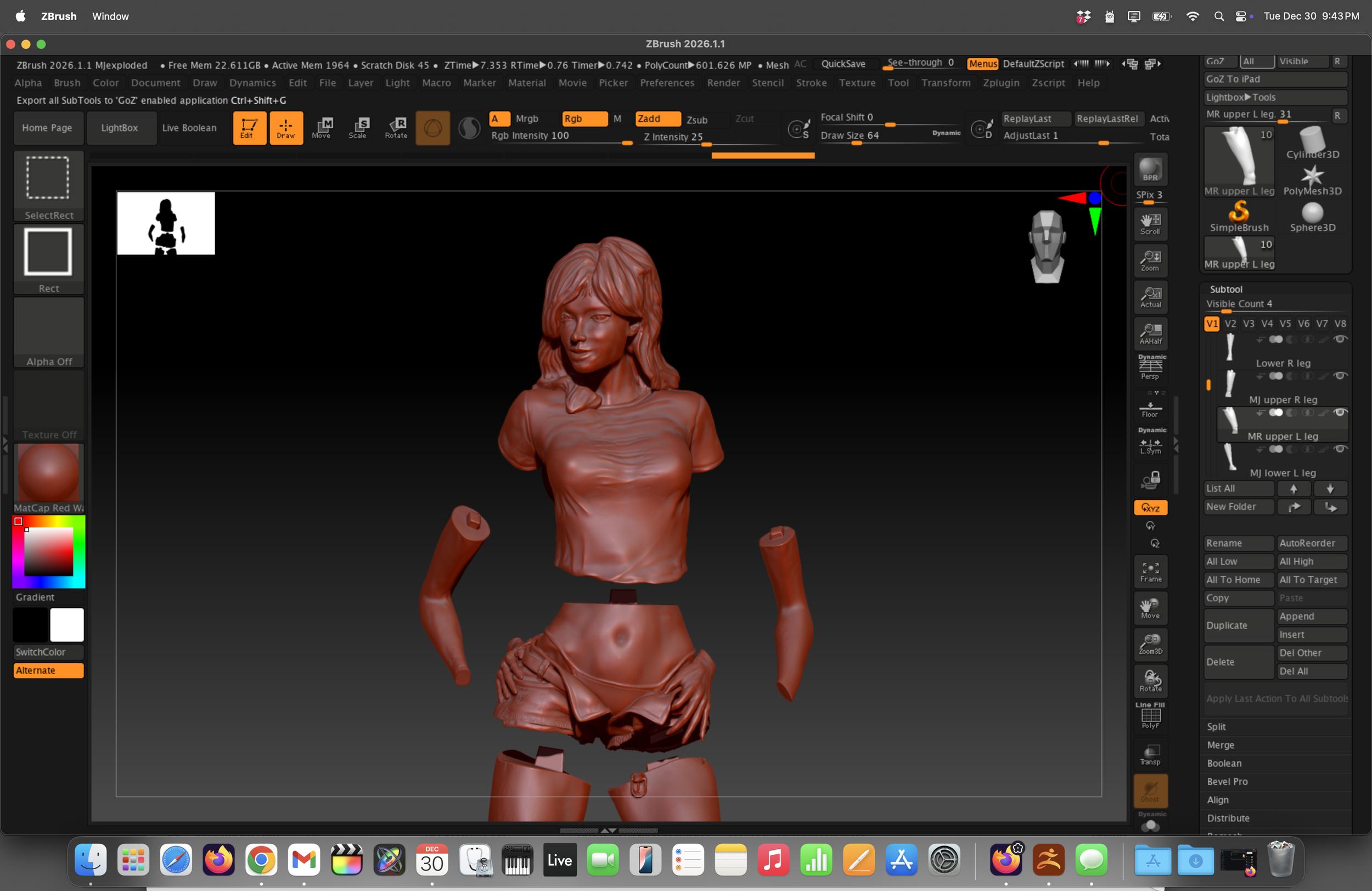 MJ Character - 1/4 scale commission, Nomad/ZBrush, with hollowing and keying for resin printing, completed production