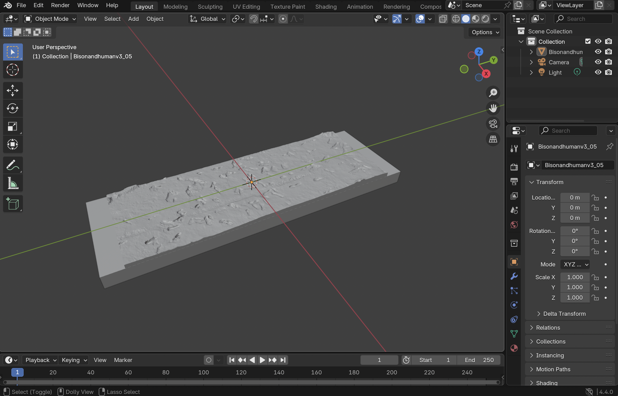 White Sands Track Display - 3D printed topographical models, installed National Park Service exhibit