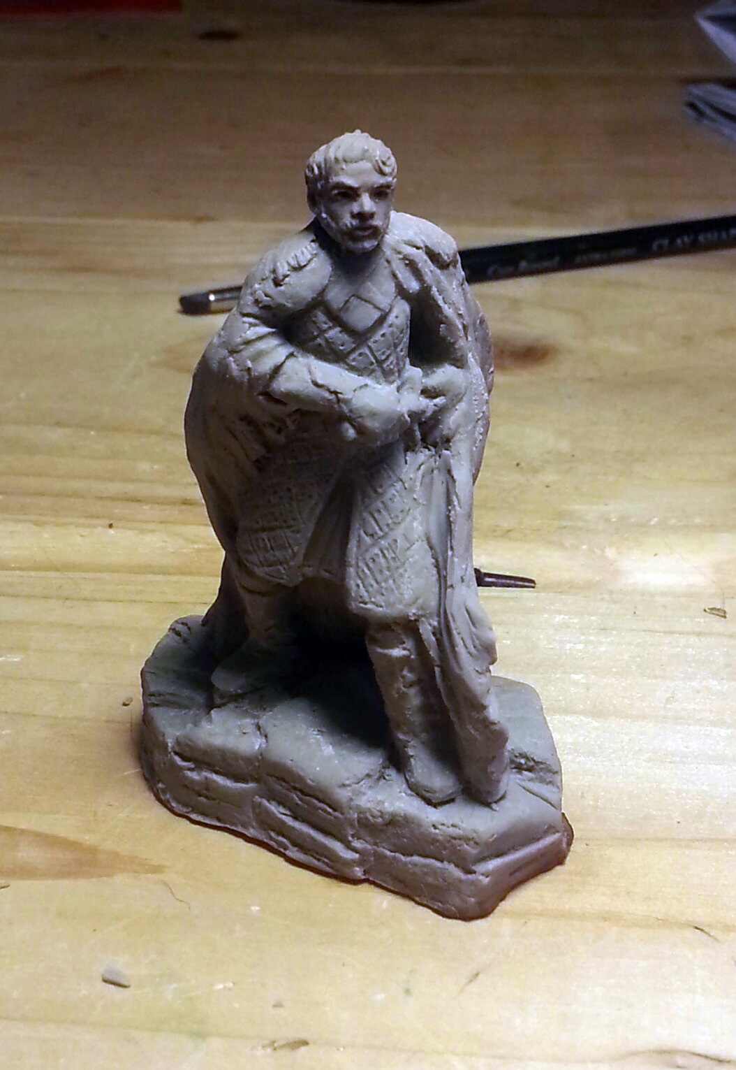 Fantasy Warrior Character Study- 32mm tabletop miniature, Super Sculpey, traditional sculpt 