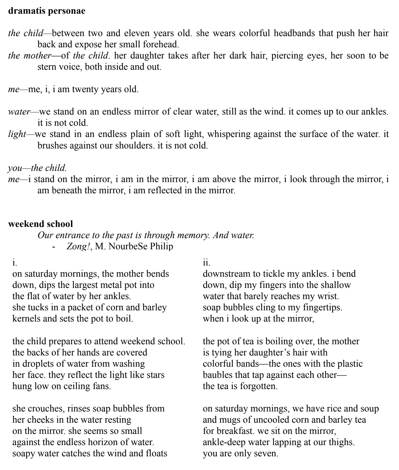 dramatis personae / weekend school (2020)