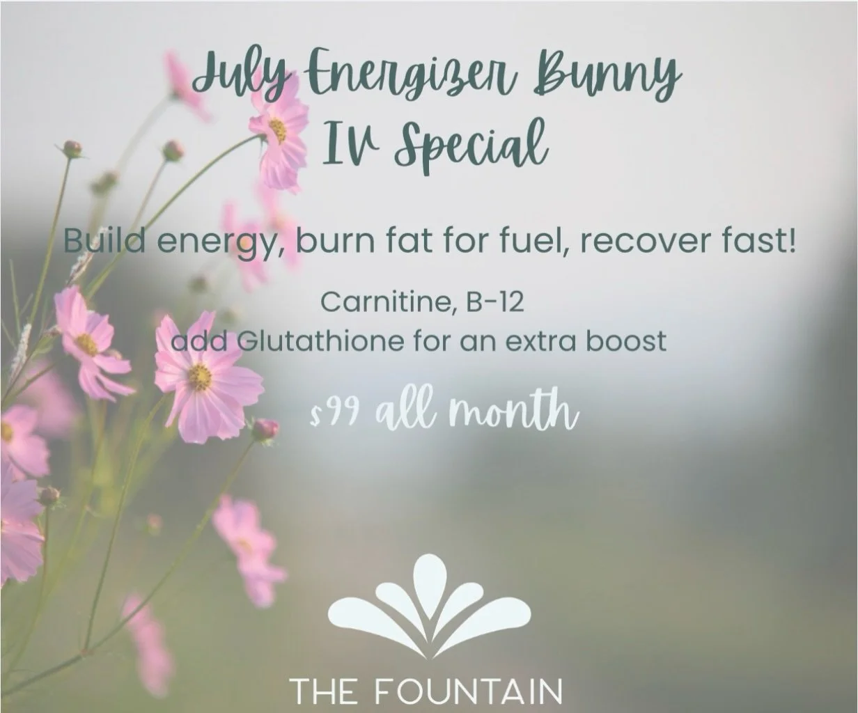 Summer in Crested Butte is meant to be lived☀️ And that takes a whole extra level of  energy somedays!!

🐰Build steady energy, support recovery, and fuel your adventures with our July Energizer Bunny IV Special.

✨ Carnitine + B12
✨ Add Glutathione 