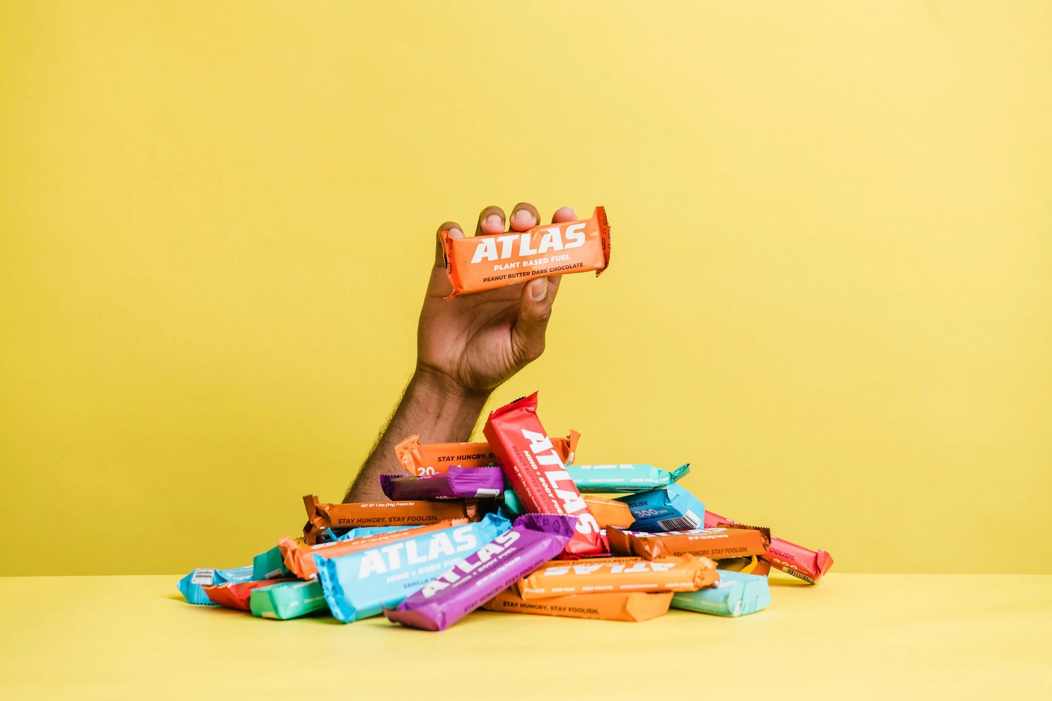 A photo of nutrition bars in a studio by a product photographer