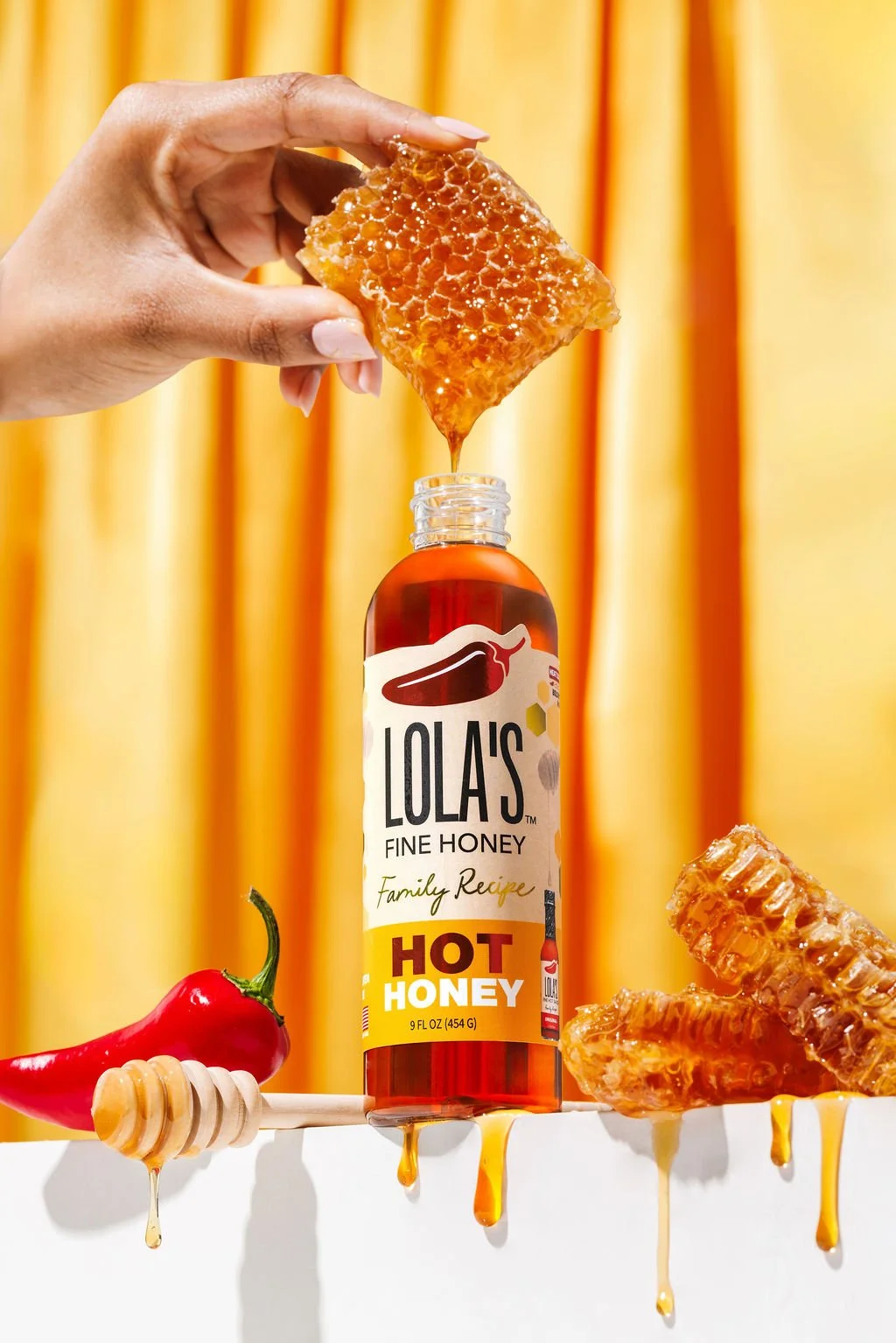 Food photography showing off ingredients and textures in Lola's Hot Sauce