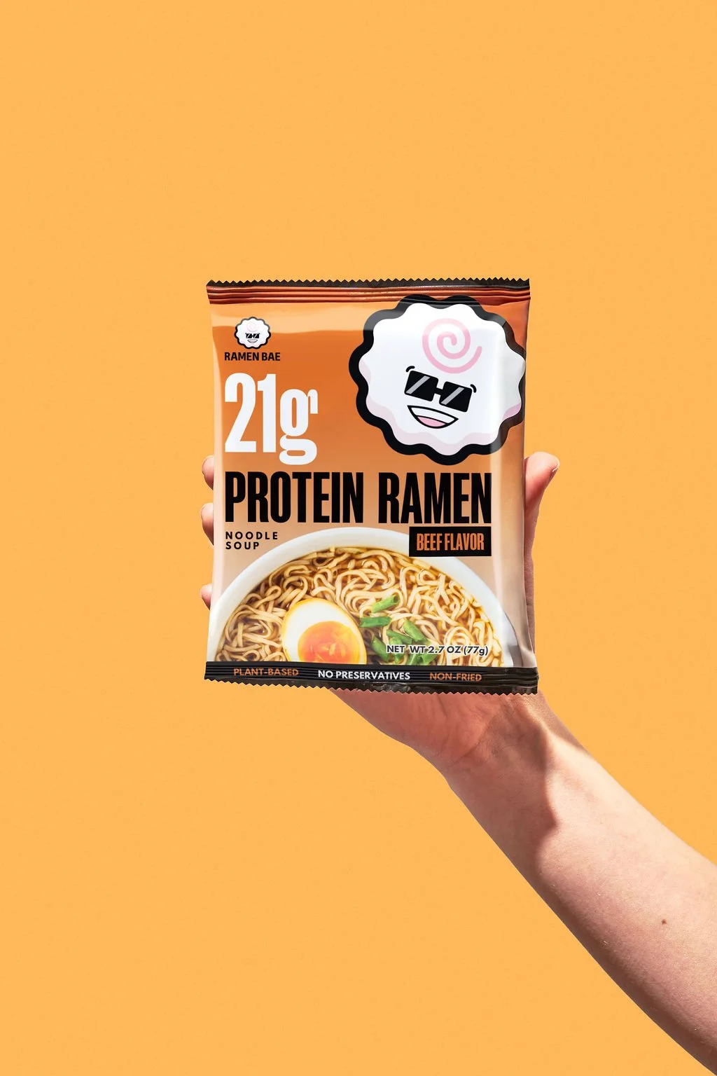 An image of a ramen packet against a solid backdrop for a Product Detail Page