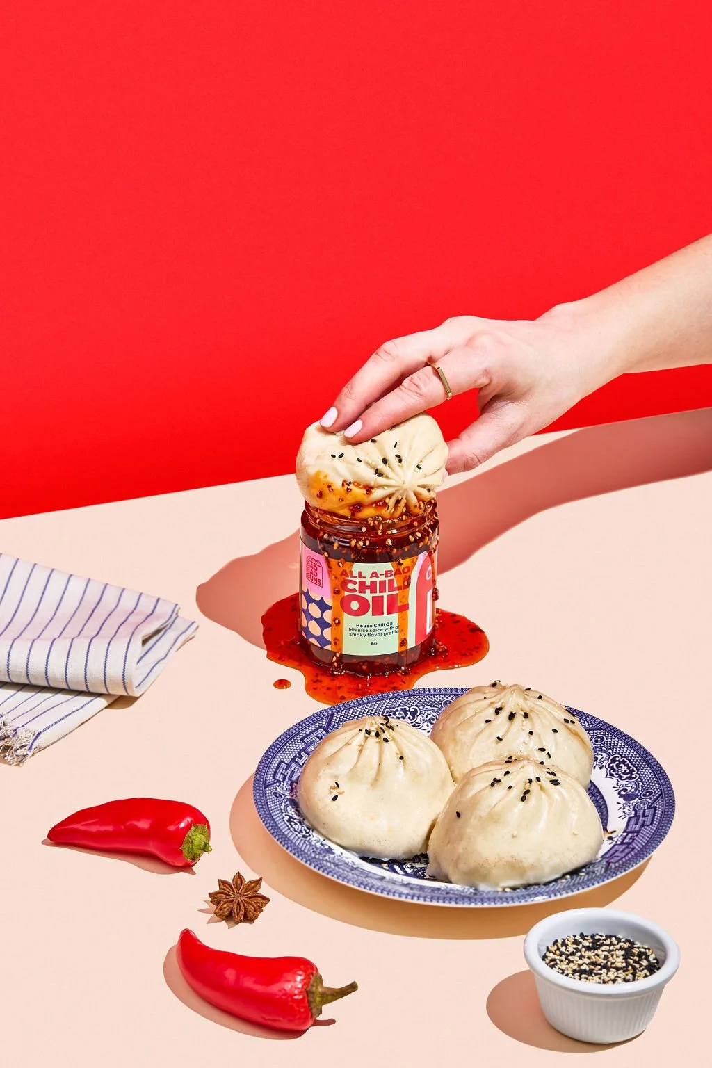 Chili oil product photography for a product detail page