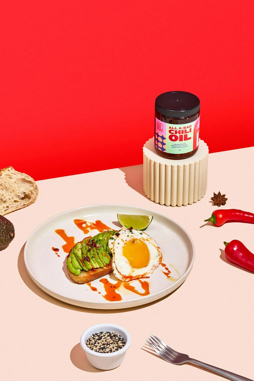 Chili oil product photography for a product detail page