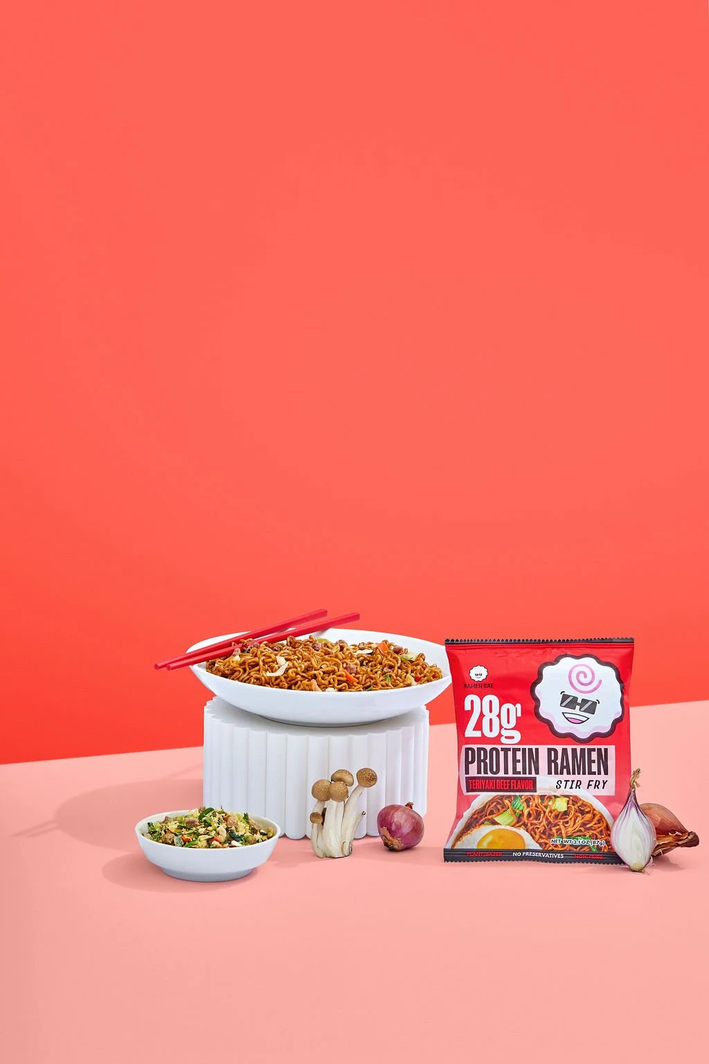 Studio product photography for a ramen brand