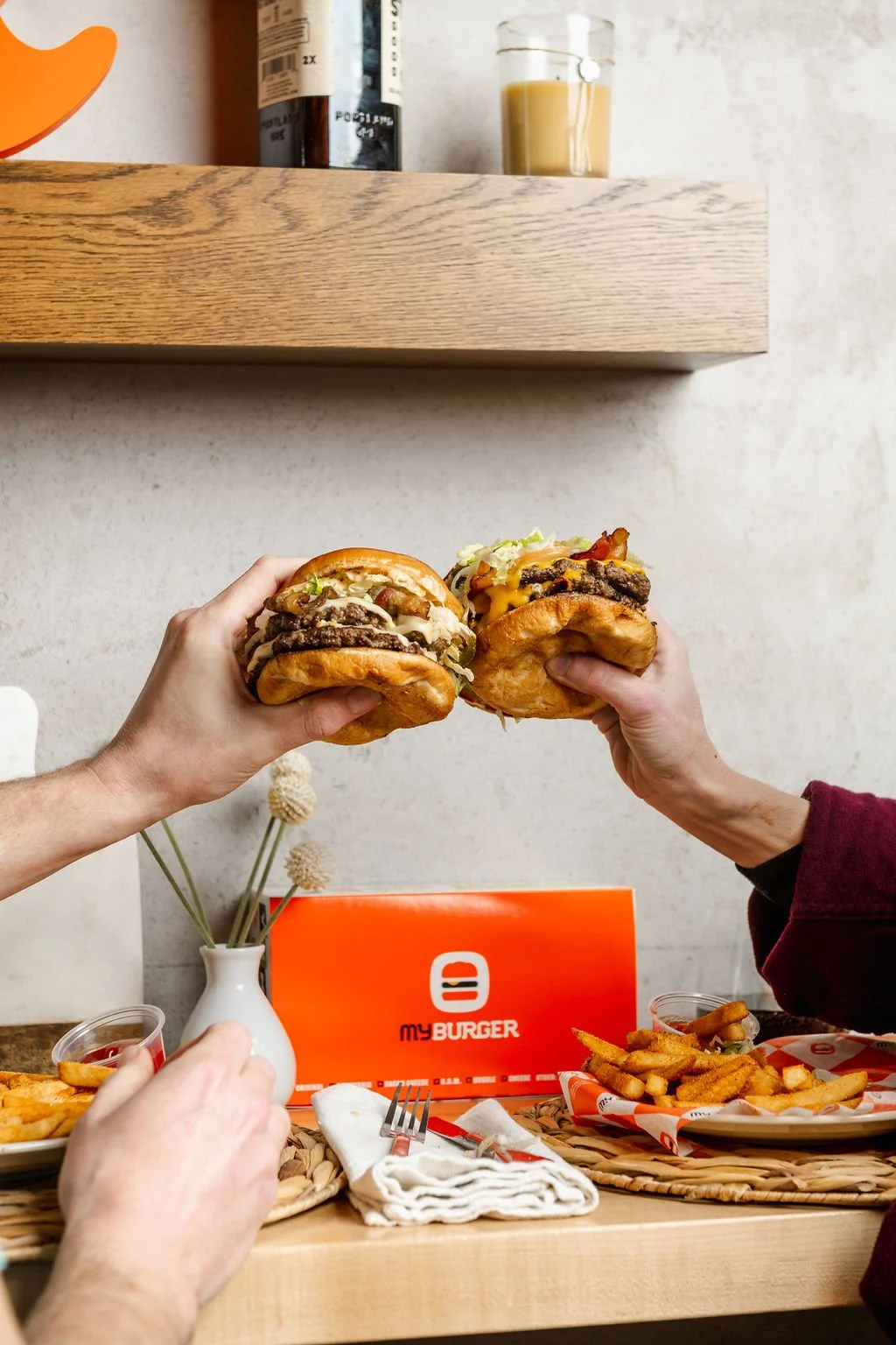 Lifestyle product photography for a burger brand