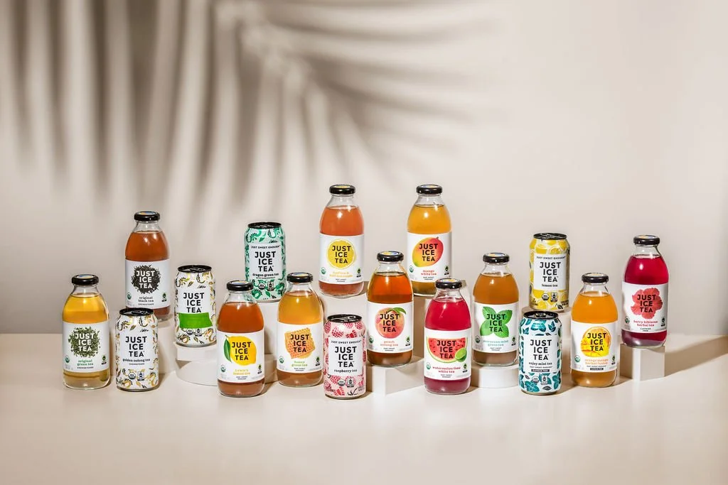 Studio product photography of a product group for Just Ice Tea