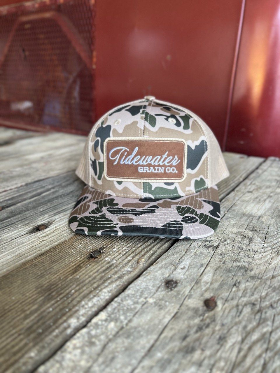 Camo Trucker Hat with Embroidered Patch