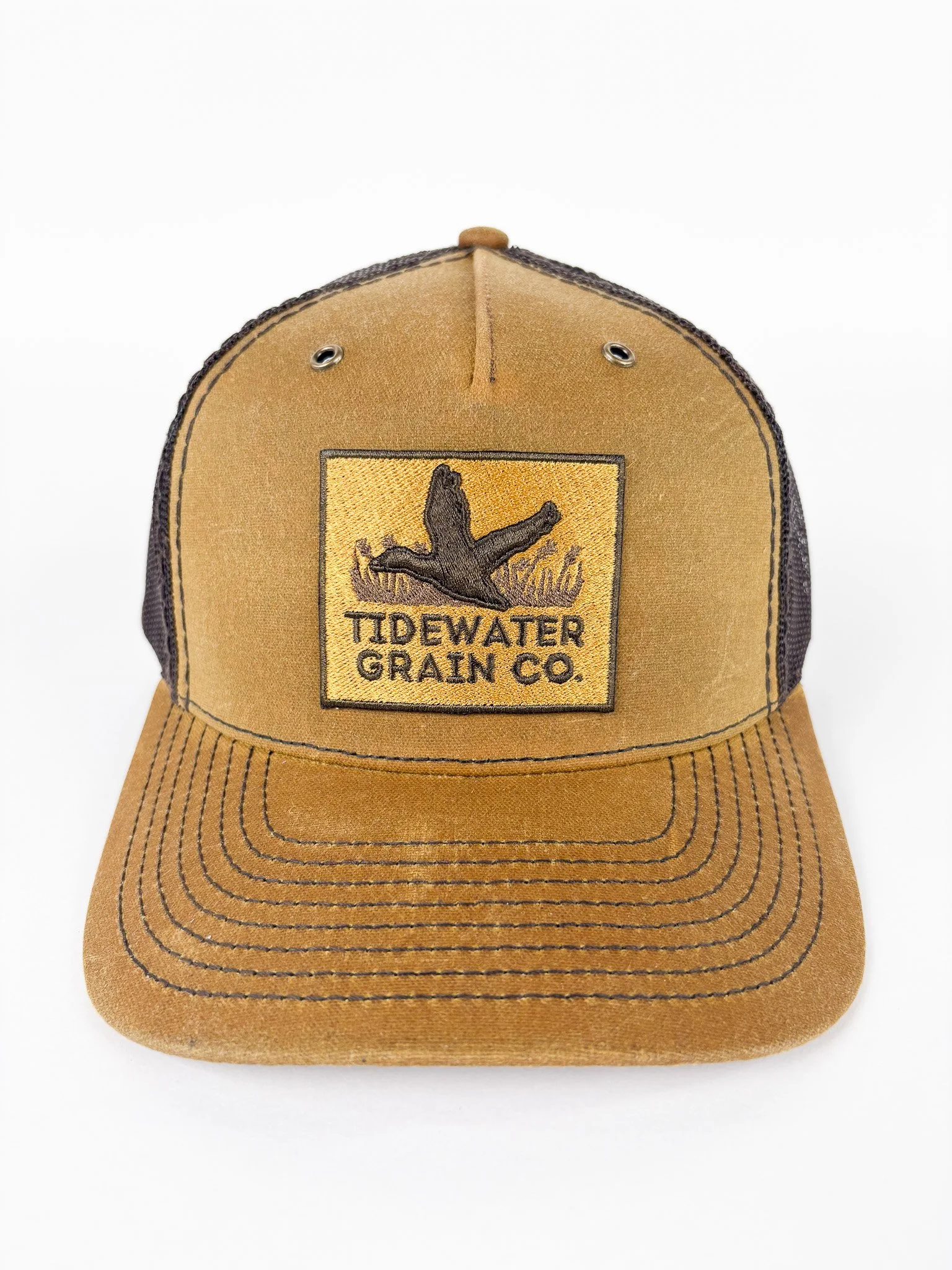 Richardson Whiskey Brown Waxed Canvas Hat with Embroidered Tidewater Patch