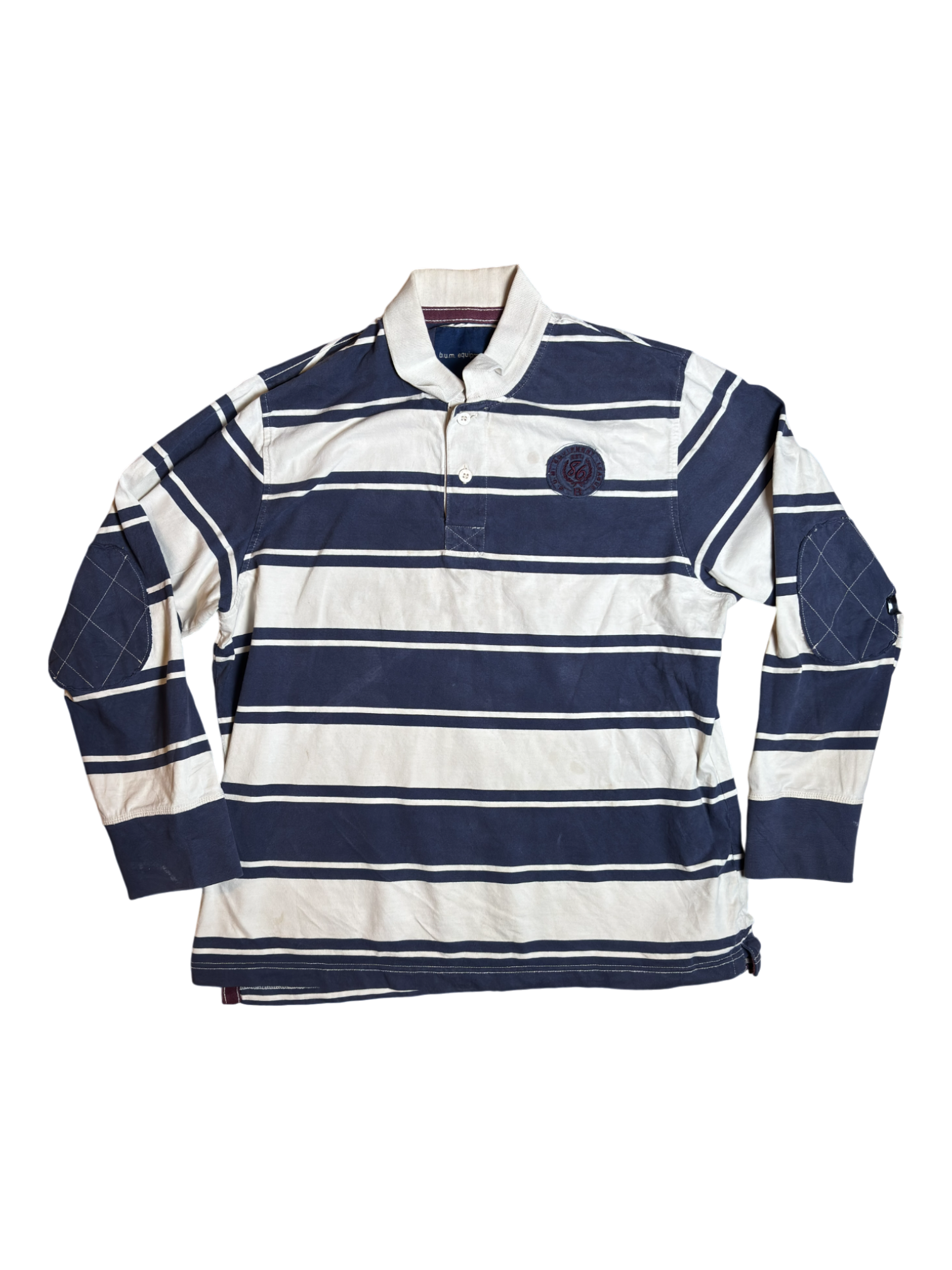 90s B.U.M Equipment striped Polo Long Sleeve / L