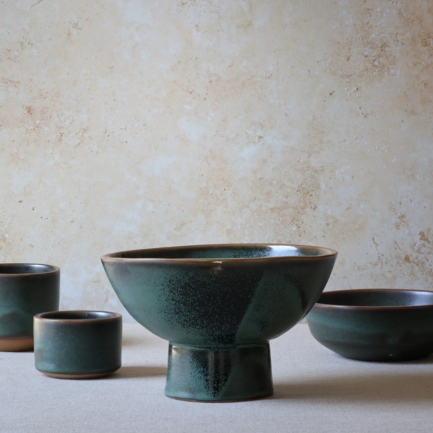 My favorite glaze + clay combo at the moment. Subtle green for black with toasted edges.