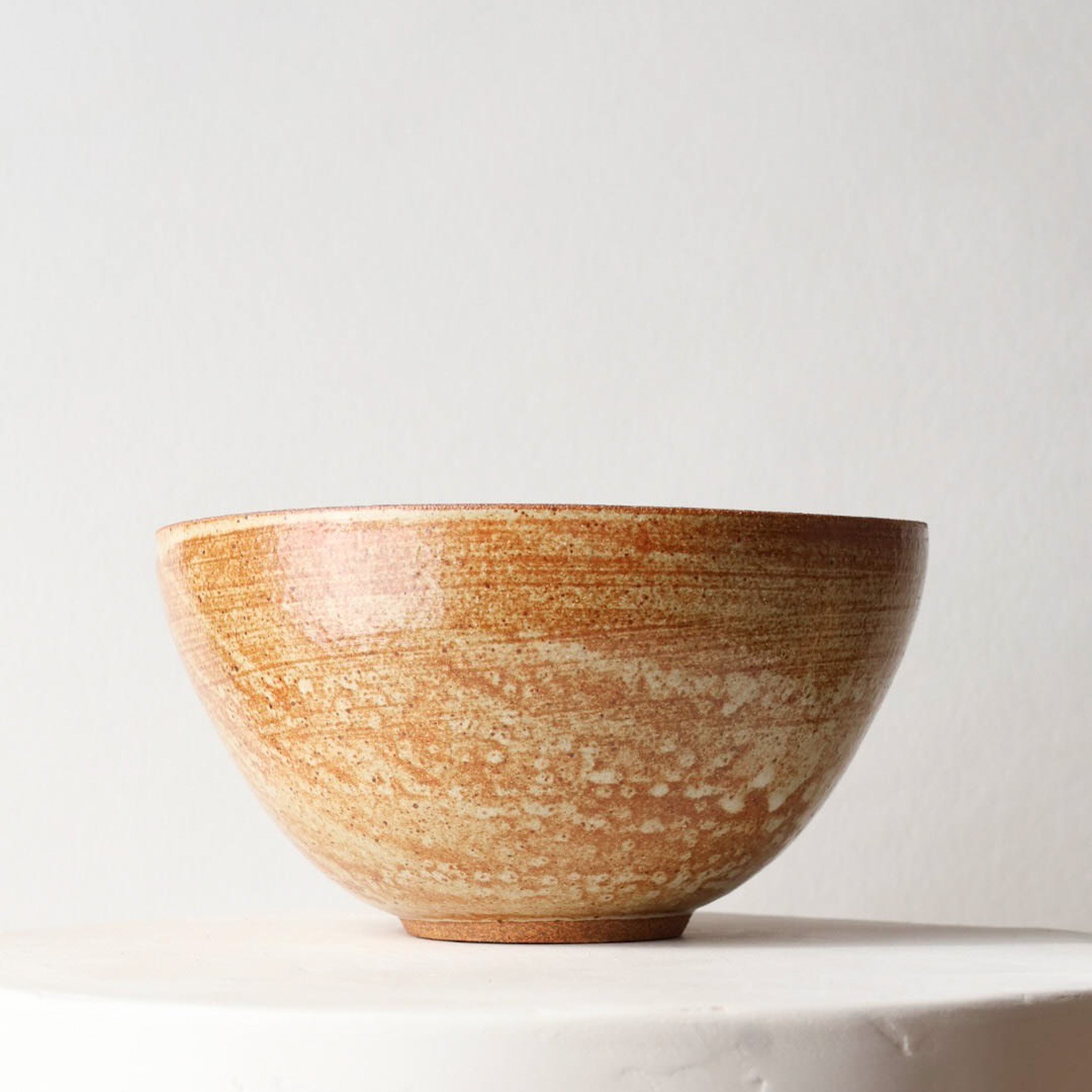 Handmade Serving Bowl — Brown & Cream Reduction Glaze