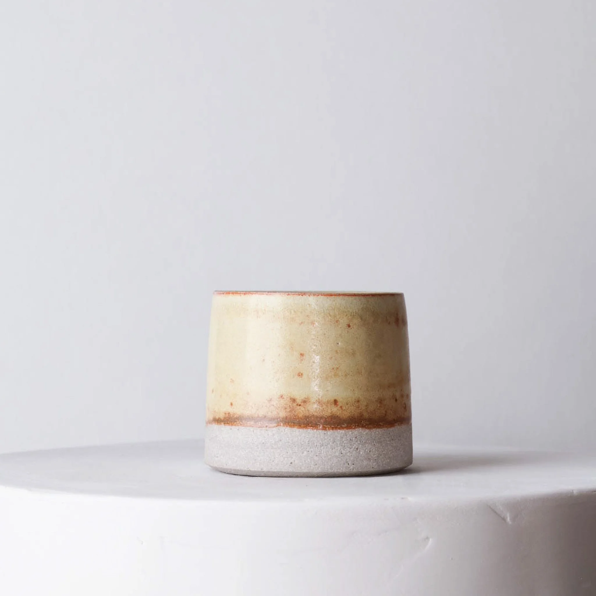 Ceramic Tumbler Planter #3 — Warm Yellow Glaze