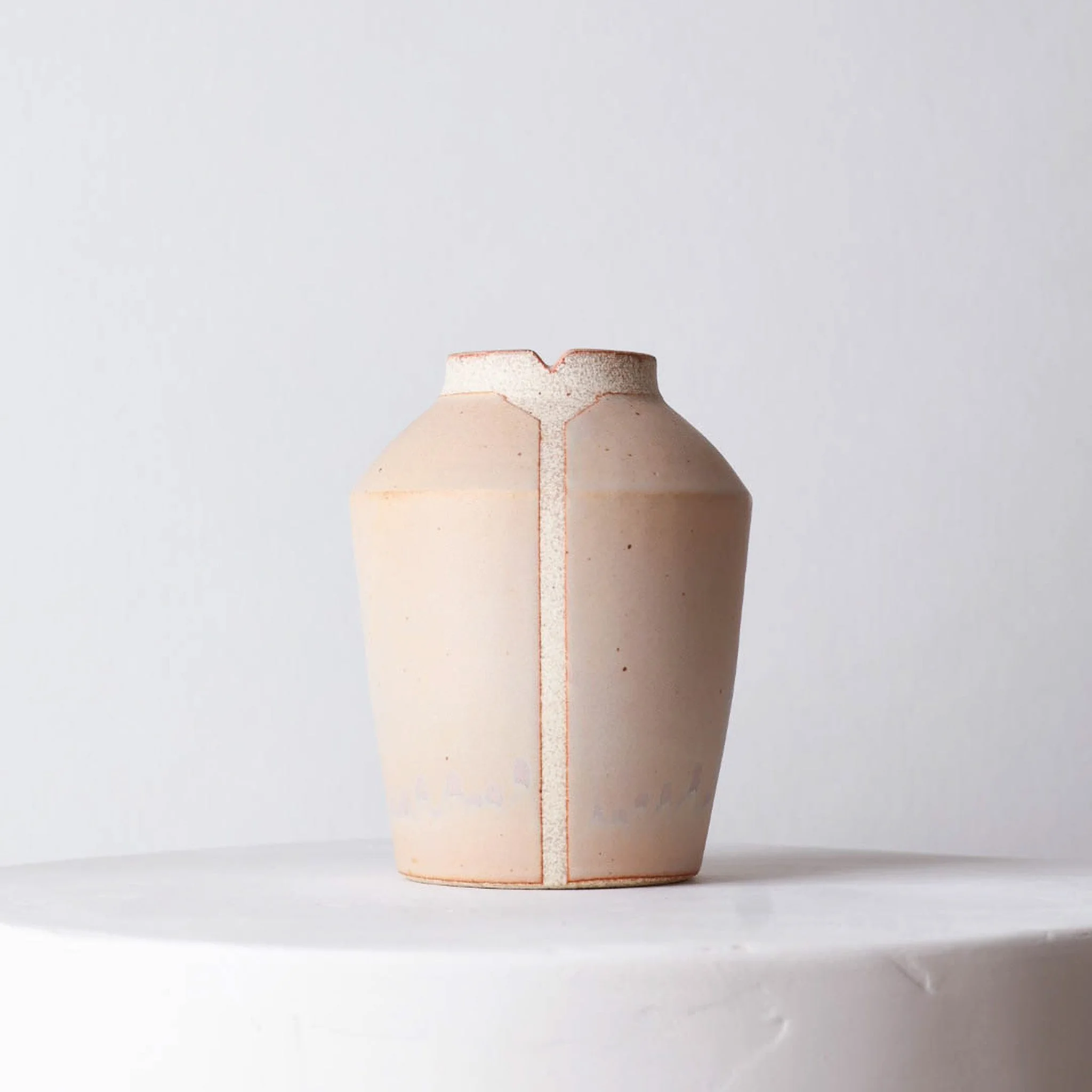 Handmade Stoneware Vase — Geometric Pattern