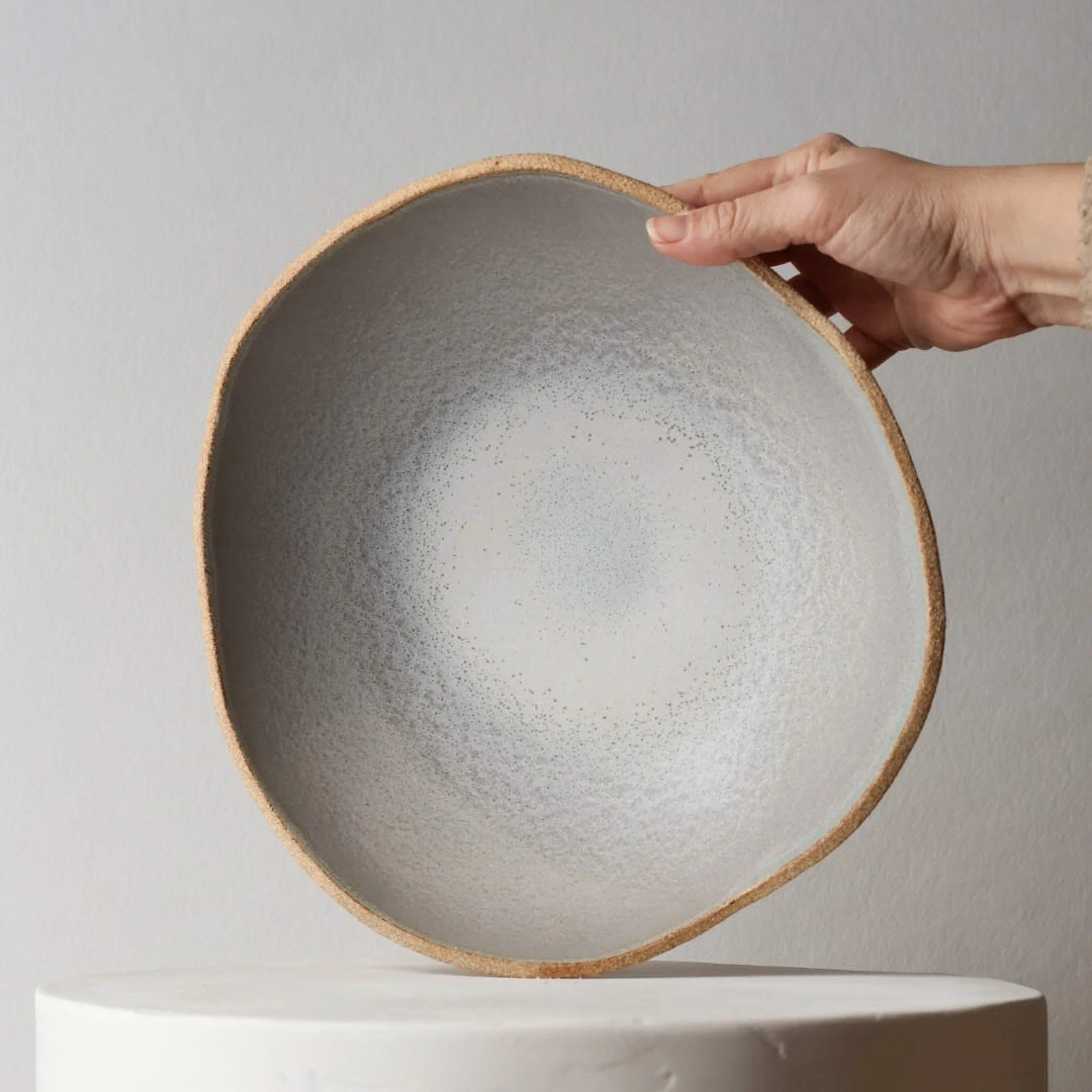 Handbuilt Slab Serving Bowl — Powder Blue