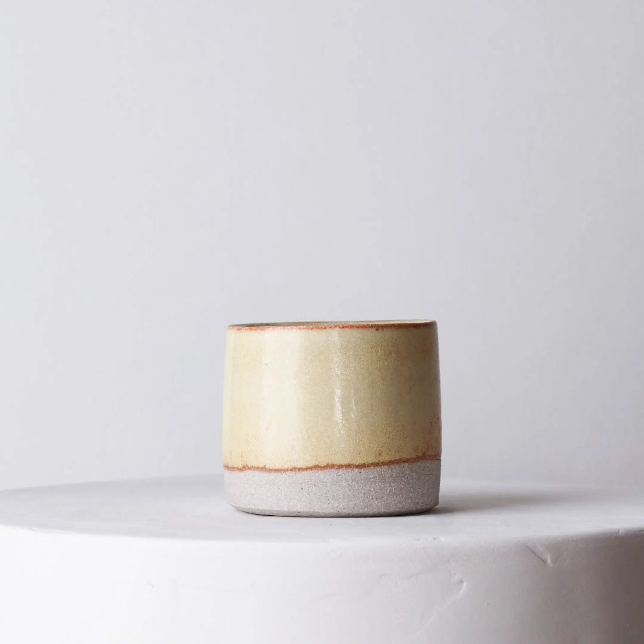 Ceramic Tumbler Planter #2 — Warm Yellow Glaze